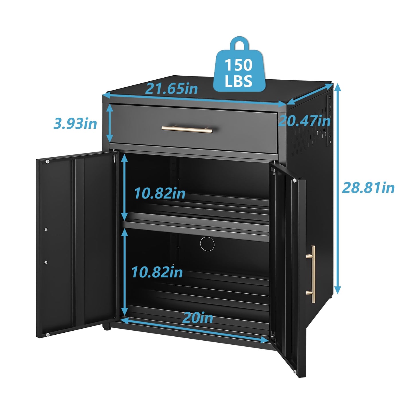 LEYNOT Metal 3D Printer Table, with Filament Storage, Silent Desk Pad, Charging Station & Drawers - Dustproof, Heavy-Duty for Home Office and Studio (Double Door Style - Black)