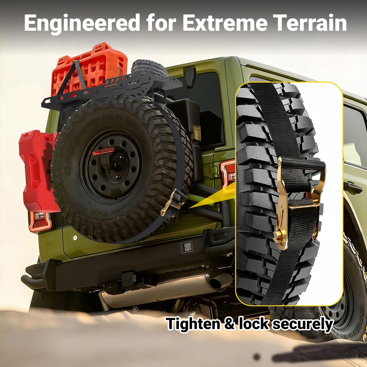 MusixiA Spare Tire Cargo Basket, Fits 30"-40" Spare Tire Offroad Rack