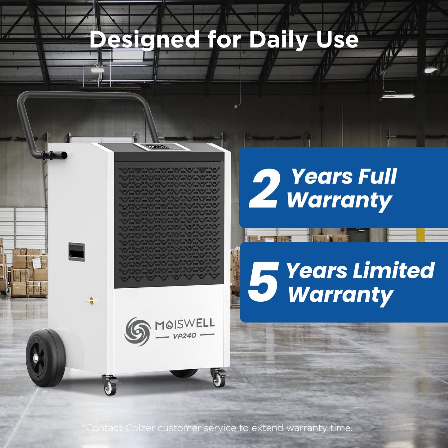 Moiswell 240 Pints Commercial Dehumidifier with Pump and Drain Hose for Basements and Large Spaces up to 8,500 Sq Ft, 5-Year Warranty