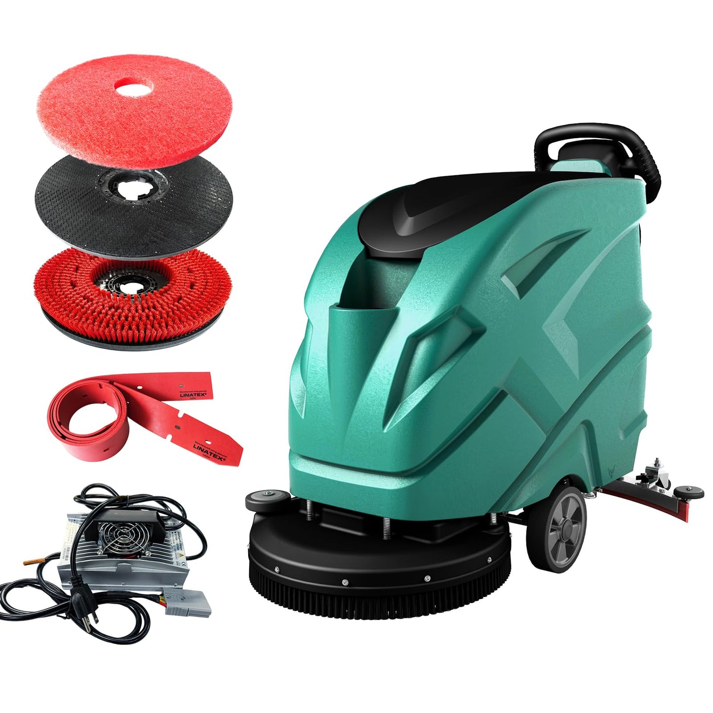 Commercial Floor scrubber machine, 21" Cleaning Width, 32.6" Suction Width, 15.9 Gallon Solution Tank, 15.9 Gallon Recovery Tank, 32000 Sqft/h, 5.5 Hours Runtime