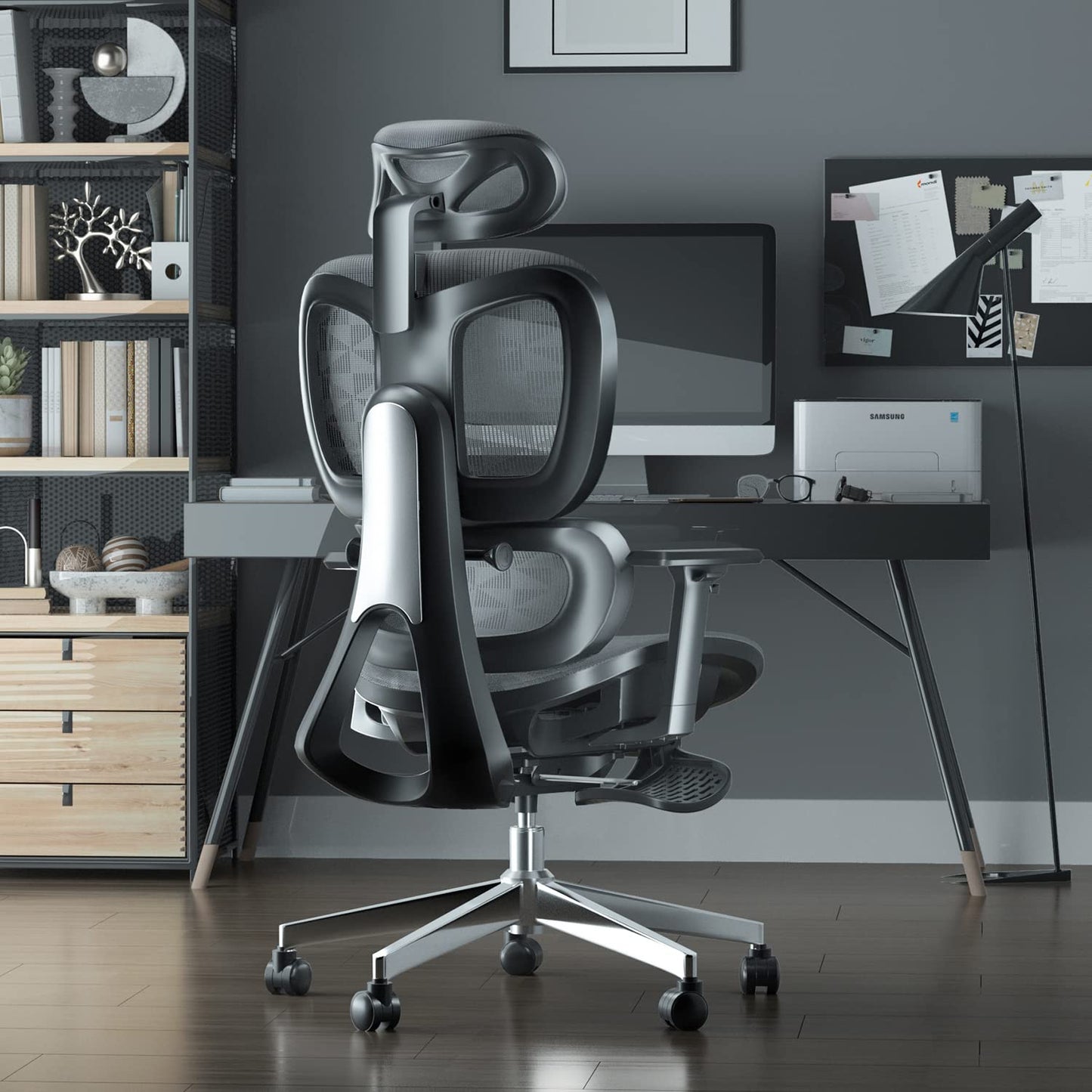 PatioMage Ergonomic Office Chair with Footrest, Big and Tall Desk Chair with Adjustable Lumbar Support, Seat Depth & 3D Armrests, High Back Mesh Computer Chair for Home Office, Black