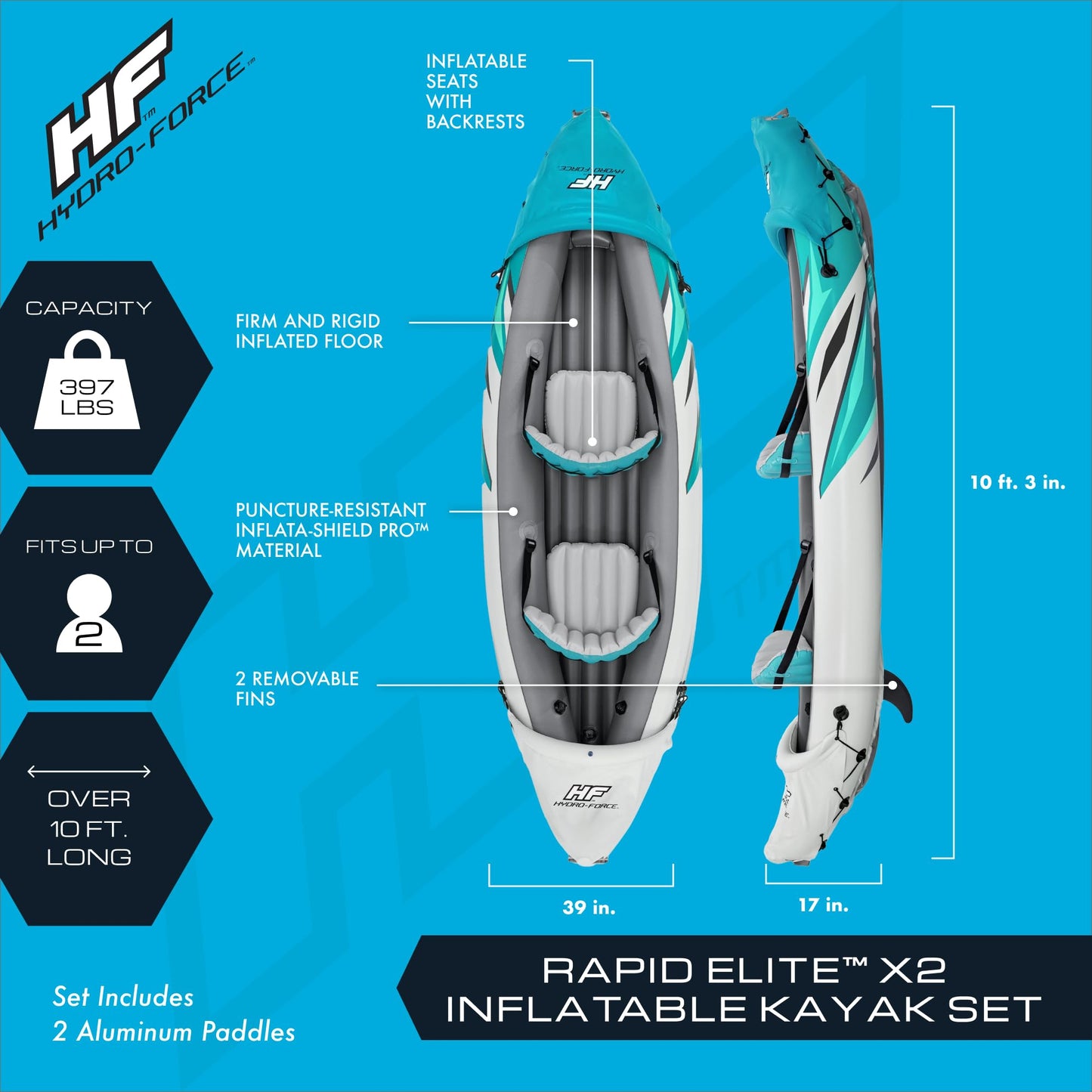 Bestway Hydro-Force Rapid Elite X2 Inflatable Kayak Set 10'3"