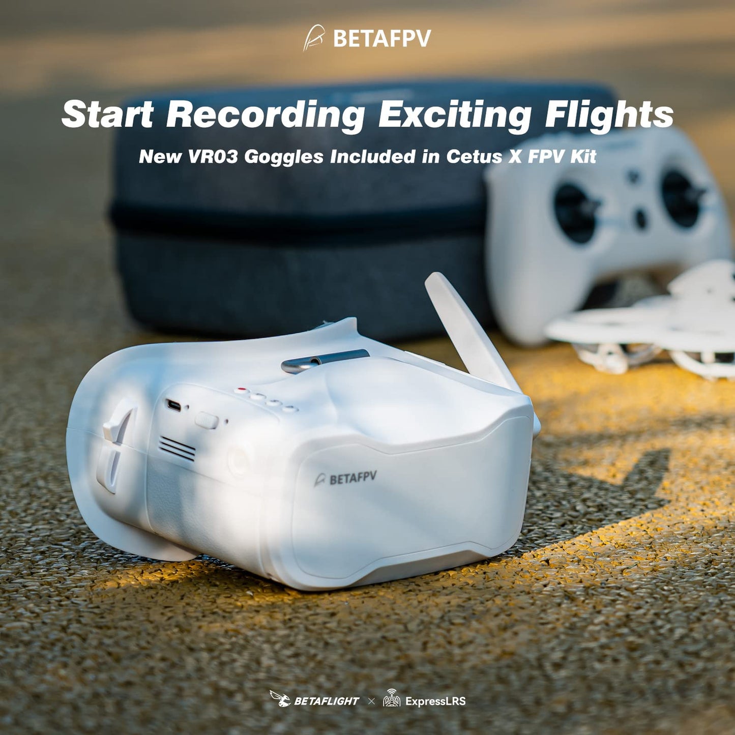 BETAFPV ELRS V3 Cetus X Betaflight FC FPV Kit with LiteRadio 3 Transmitter VR03 Goggles with DVR Recording Function, Supported 2S Power Advanced RTF Kit for FPV Beginners to Fly Faster Further
