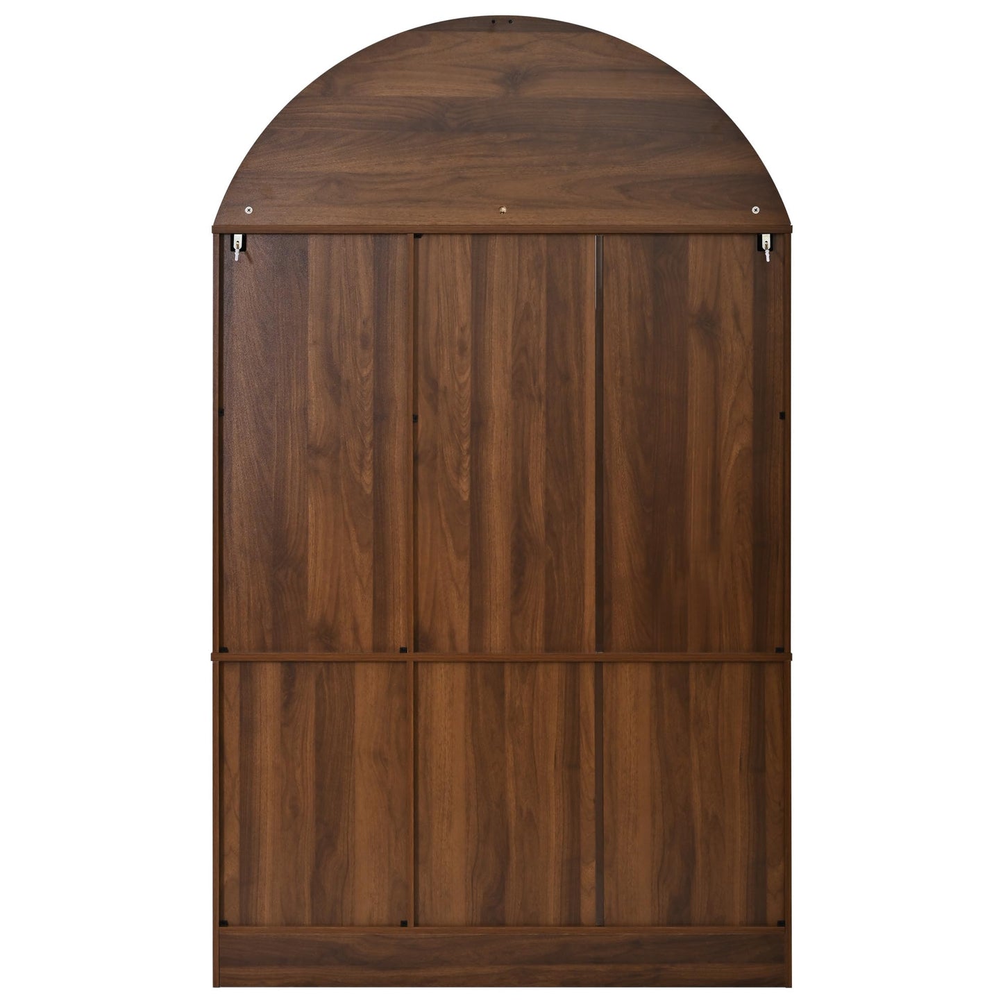 Merax 73" Tall Arched Kitchen Pantry Cabinet, Farmhouse Storage Cabinet with 3 Glass Doors, Adjustable Shelves & Door Racks, Tall Cupboard for Dining Room, Bathroom