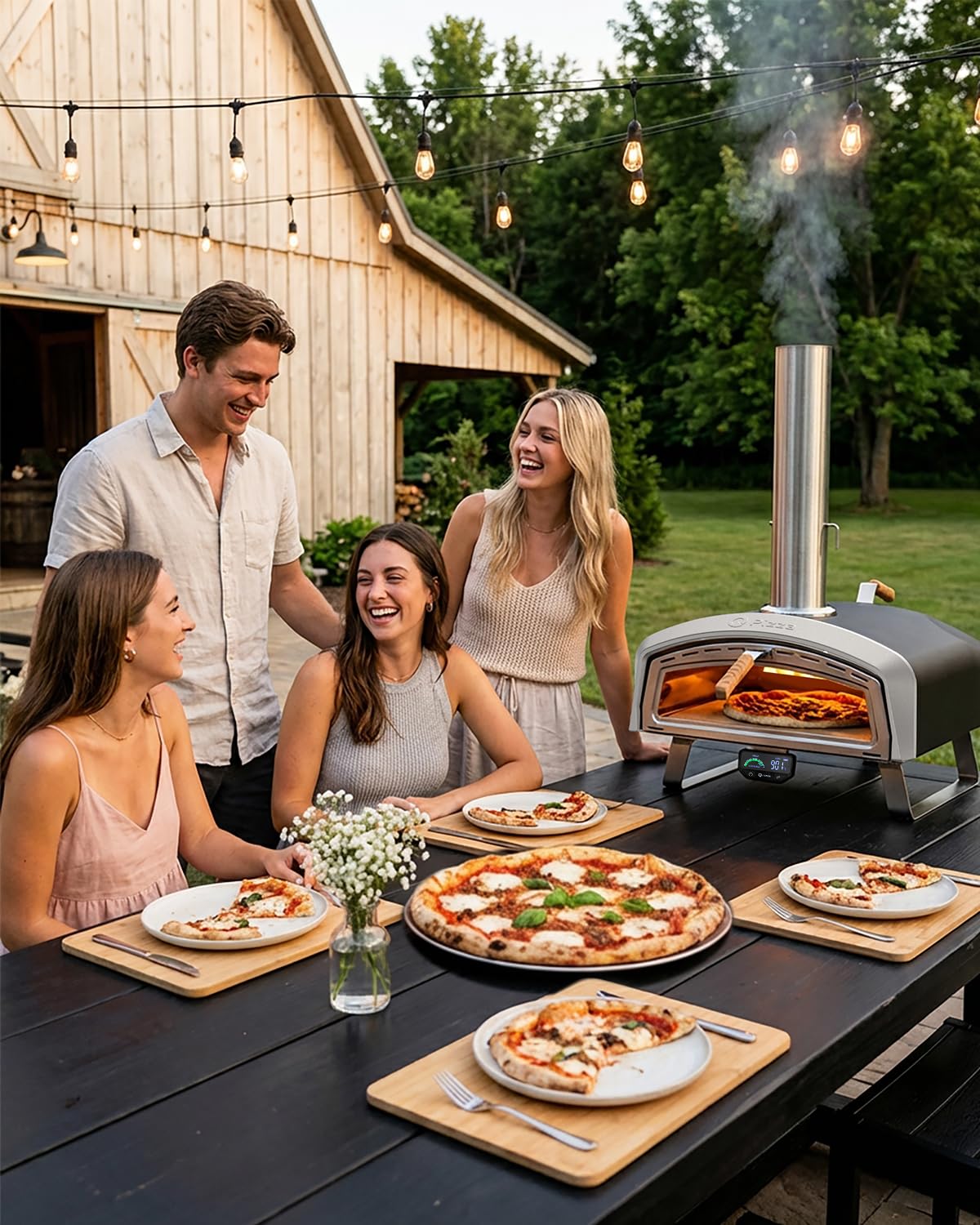 Q Pizza 16” Wood-Fired Pizza Oven for Cooking Bigger Size Pizzas & More Food– Outdoor Portable Pizza Stove with Thermometer, Glass Door & Folding Legs, for Patio Backyard Camping Tailgating, PS109