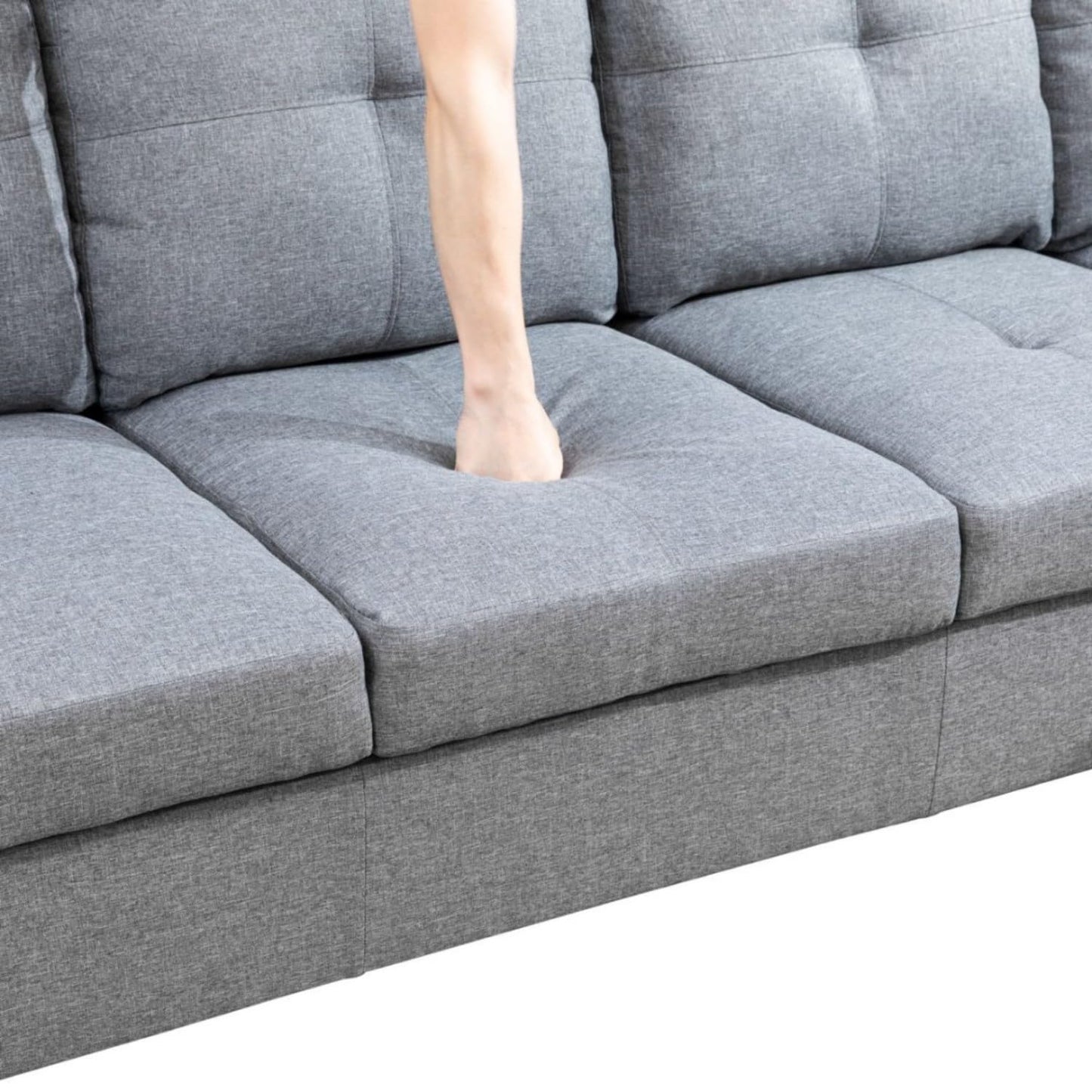 UOCFYK Sectional Sofa Couch with Right Chaise, Linenl L Shaped Couches for Living Room, Office, Apartments, Small Space, Grey