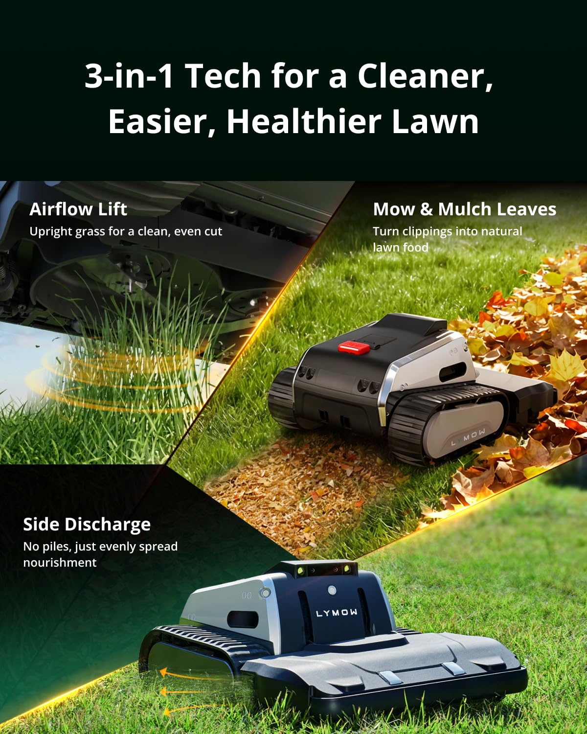 Lymow One Plus Robot Lawn Mower, Wire-Free RTK+Vision Navigation, 1.73 Acres Daily Coverage, 100% Slope (45°) Climbing, 1.2"-4" Cut Height, AWD All-Terrain Automatic Robotic Mower, App Control