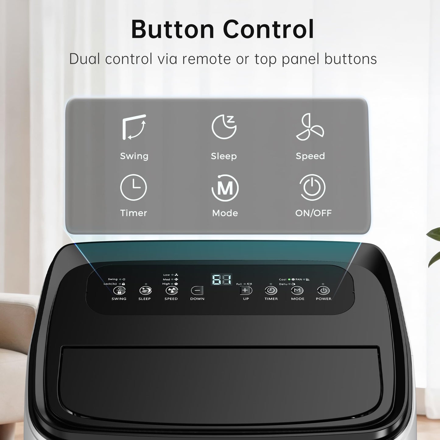 14000 BTU Portable Air Conditioners Cools Up to 700 Sq.Ft, 3-in-1 Energy Efficient Portable AC Unit with Remote Control,Dehumidifier Fan,Smart Quiet Sleep Mode,Timer,Auto Swing,for Room Bedrooms