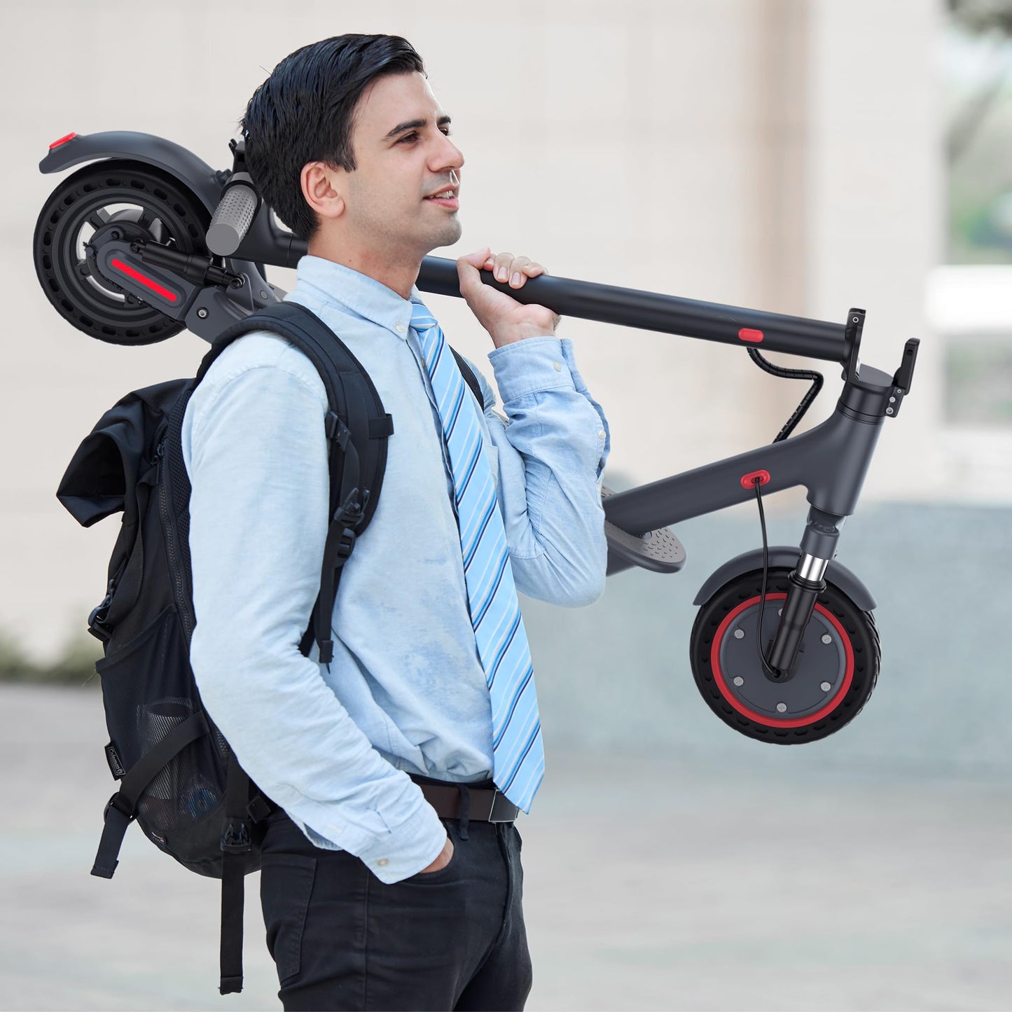 Scooter for Adults- 10" Solid Tires/500W Motor, 22 MPH Digital Display, Up to 24 Miles Long-Range Commuting Folding E-Scooter with Dual Braking System, App Control