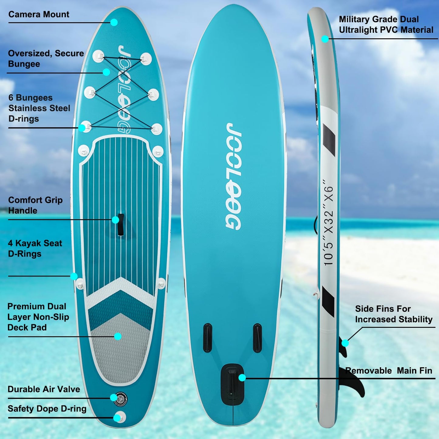 Inflatable Stand Up Paddle Board with Seat, 10'5" SUP 440LBS, Recreational Paddleboard for Adults Beginners, Blow Up Paddle Board with Fishing Design, Camera Mount, Cooler Bag & Full Accessories
