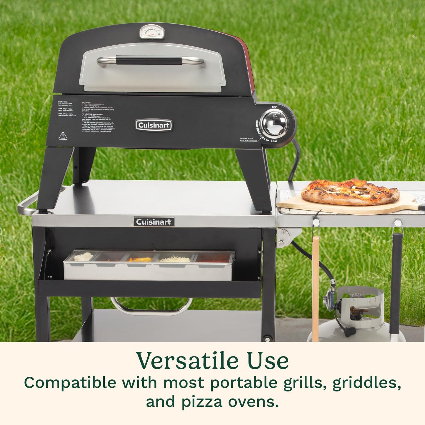 Cuisinart Prep ‘n Cook Outdoor Table and Grill Stand, Stainless Steel Folding Table with Wheels, 48” x 24” Prep Station for Home BBQ, Tailgates, Cookouts