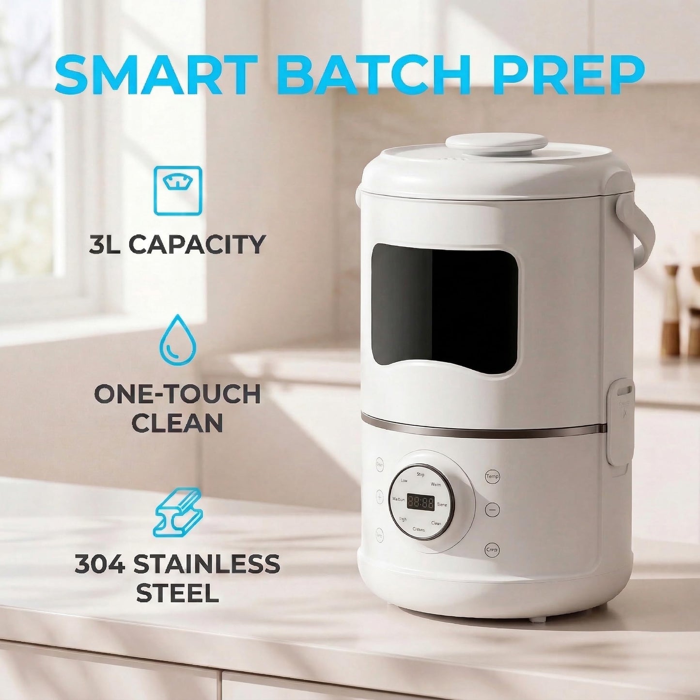 Automatic Pet Food Maker & Processor, Premium Fresh Dog & Cat Food Machine, Steam and Blend in One, Nutrient-Locking Water-Bath Steaming, Self-Cleaning, 3L Capacity, Food-Grade 304 Stainless Steel