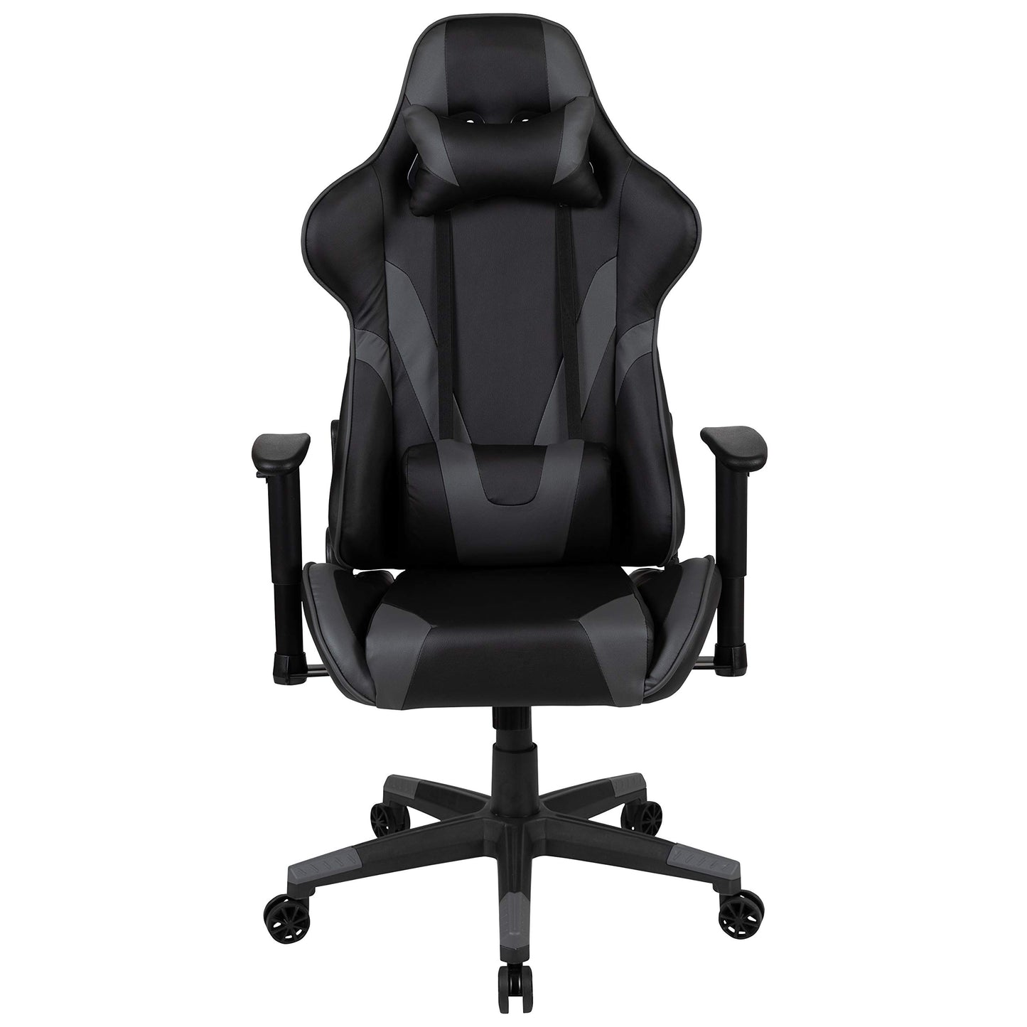Flash Furniture X20 Gaming Chair Racing Office Ergonomic Computer PC Adjustable Swivel Chair with Fully Reclining Back in Gray LeatherSoft