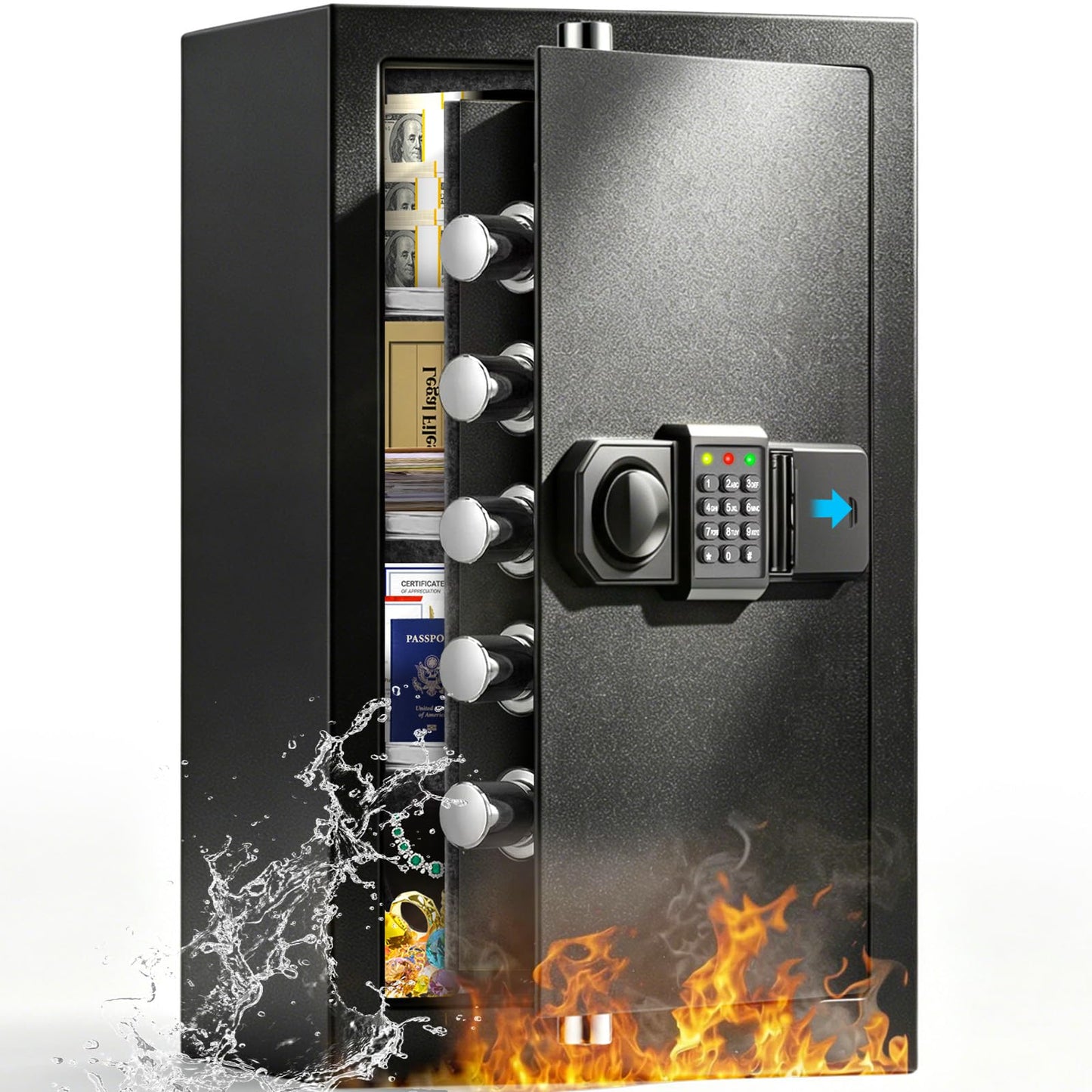 [𝟮𝟬𝟮𝟲 𝗡𝗲𝘄] 25.59'' Tall Large Safe Fireproof Waterproof | 1800°F Fire Protection for 35 Mins, Digital Safe Box with Spare Keys, Alert Alarm and Removable Shelf, Anti-Burglar Safes for Home File