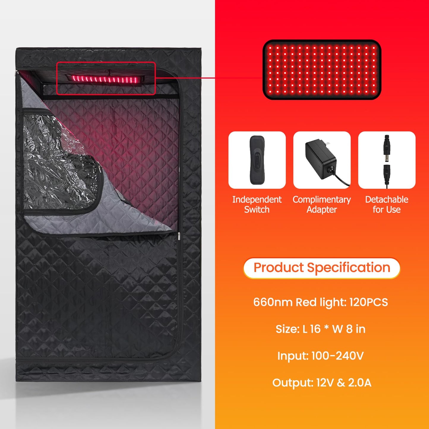 Smartamk 2 Person Portable Hot Air Sauna, with 660nm Red Light Therapy