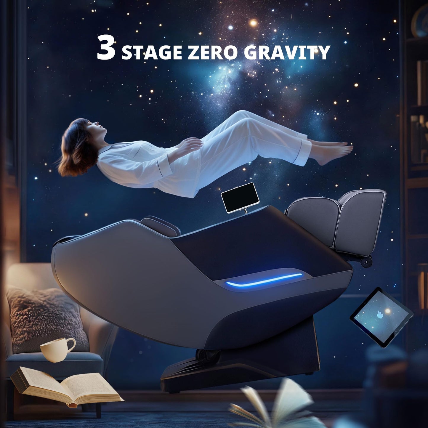 Mazzup Massage Chair, 3D Massage Chair Full Body, Zero Gravity Shiatsu Recliner W/Heating, SL Track, Wireless Charger, Bluetooth Speaker, Foot Rollers, 12 Auto Modes Air Compression
