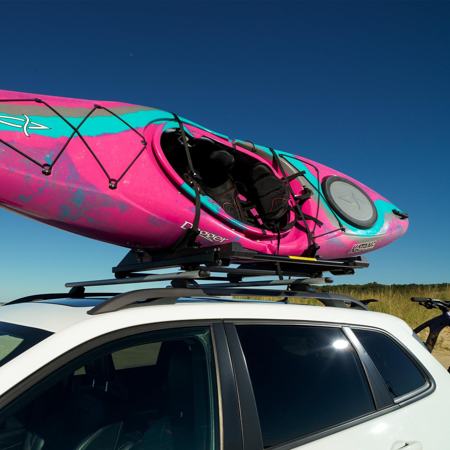 TOOENJOY Heavy-Duty Kayak Lift Assist Roof Rack, 100 LBS Capacity Kayak Canoe Rooftop Loader, Elevating Assist System for Easy Loading, Black