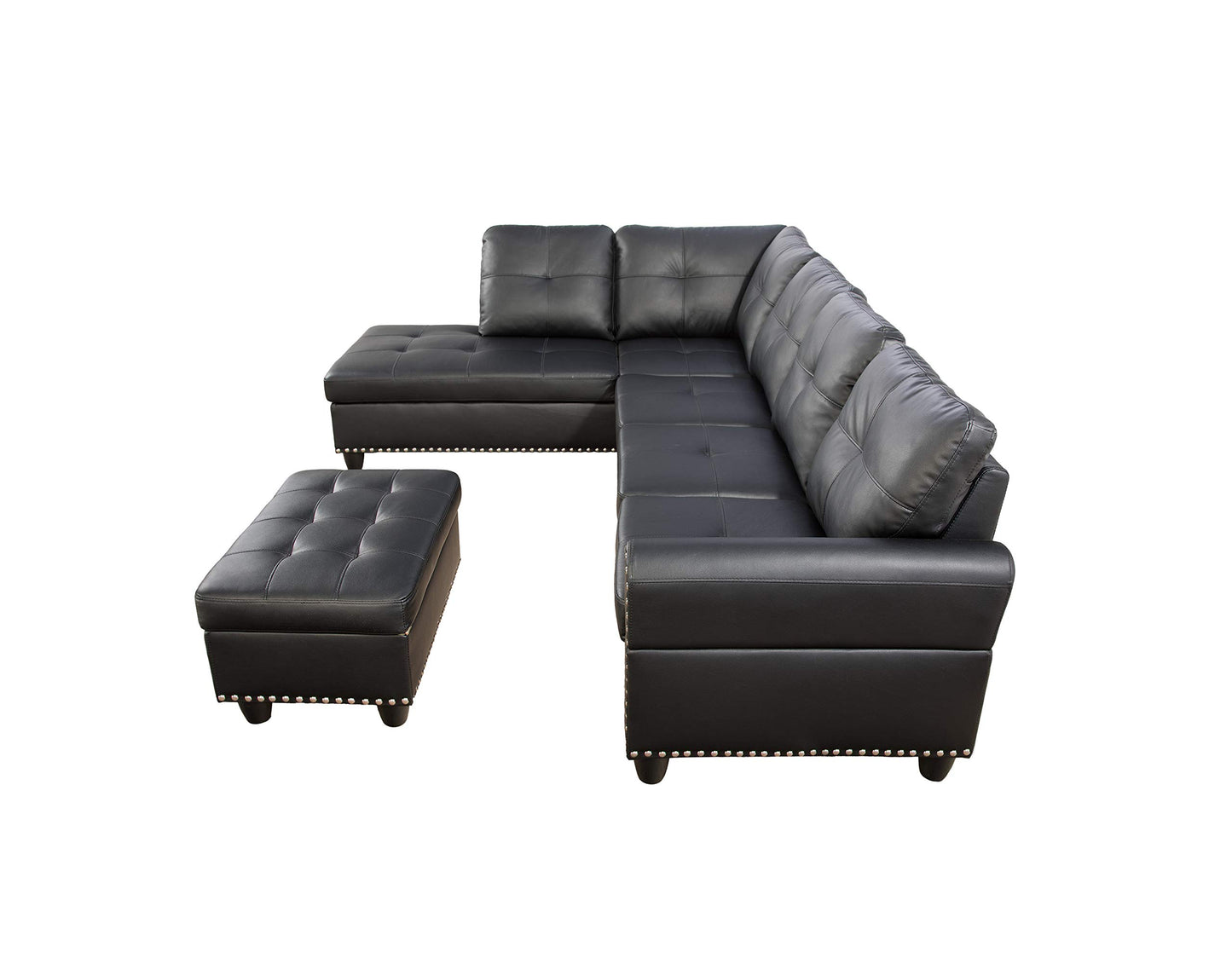 Jintop 92" 3 Piece L-Shape Sleeper Sofa Convertible Sectional Couch with Storage Chaise and Pull-Out Bed for Living Room,W/Side Open Cup Holder,for Dorm,Apartment,Studio,Office,Dark Gray