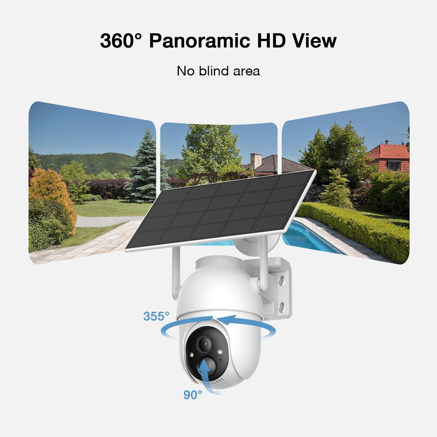 ELYSOO Solar Security Cameras Wireless Outdoor, 64GB Local Storage Included, 2K/4MP Home Security Camera System, 4-Cam Kit, 2.4G & 5GHz WiFi, PIR Motion Detection, 360° View