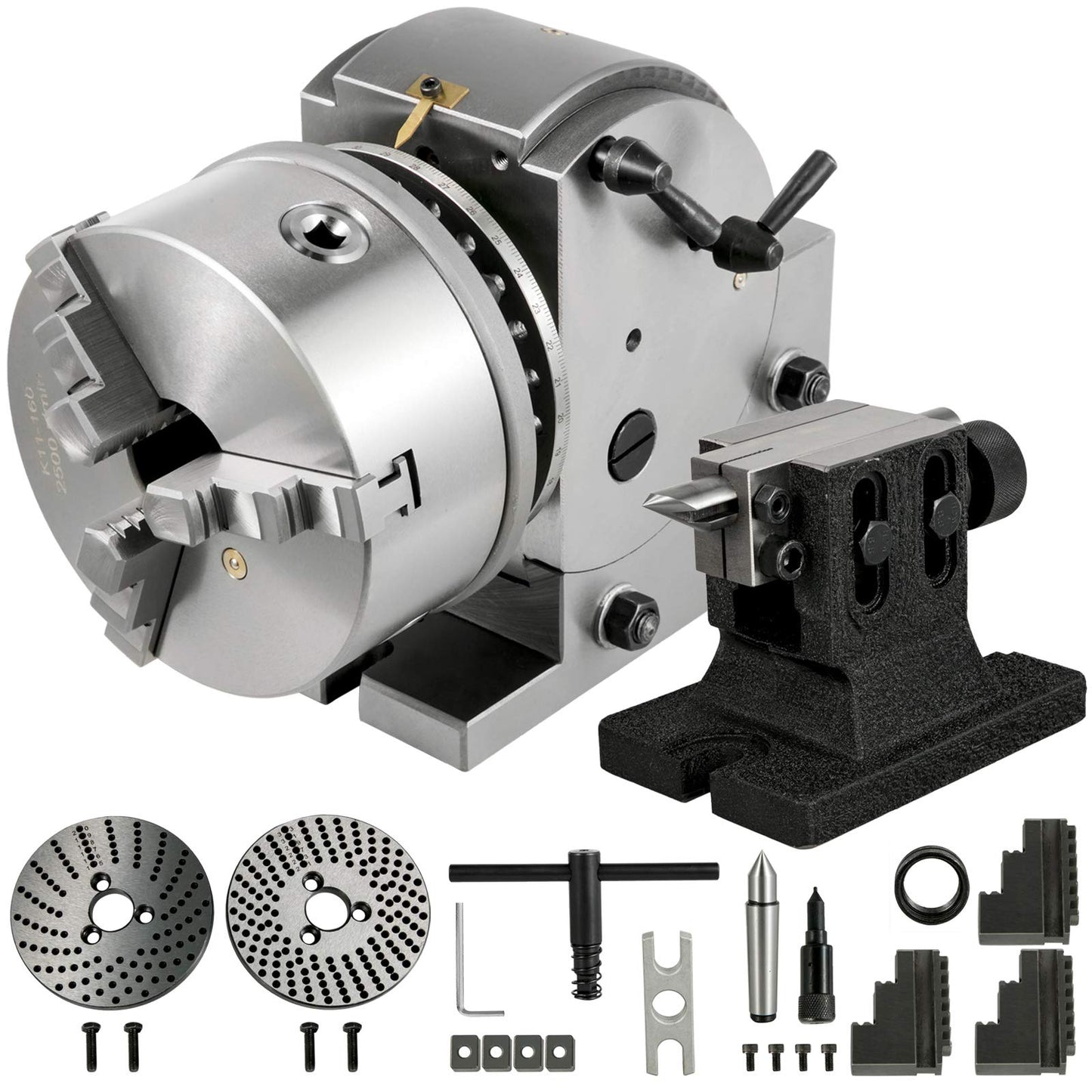 Vevor Dividing Head BS-1 Dividing Head Set 6" 3-jaw Chuck Semi Universal Milling Set with 6" Chuck+Tailstock+Dividing Plates for Milling Grinding Drilling Machine - Amazon.com