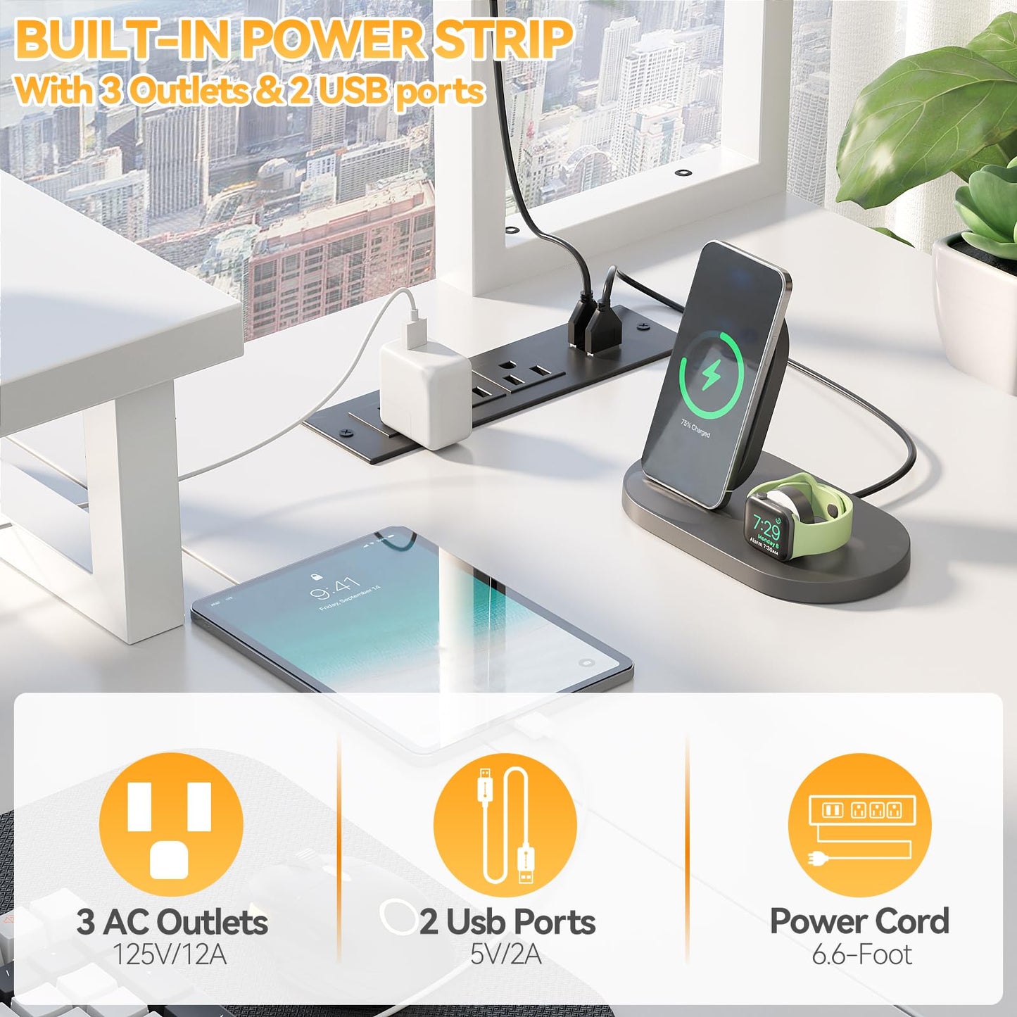 Aheaplus Small L Shaped Desk with Charging Port & LED Strip, Reversible L-Shaped Gaming Desk Computer Desk with Monitor Stand & Storage Shelf, Corner Desks Home Office Desk with Storage Bag, White