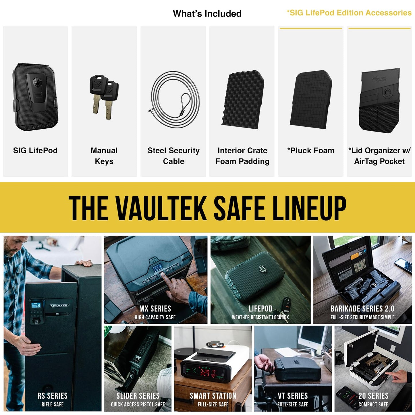 VAULTEK SIG SAUER Edition LifePod Secure Waterproof Travel Case Rugged Electronic Lock Box Travel Organizer Portable Handgun Case with Backlit Keypad (Biometric)