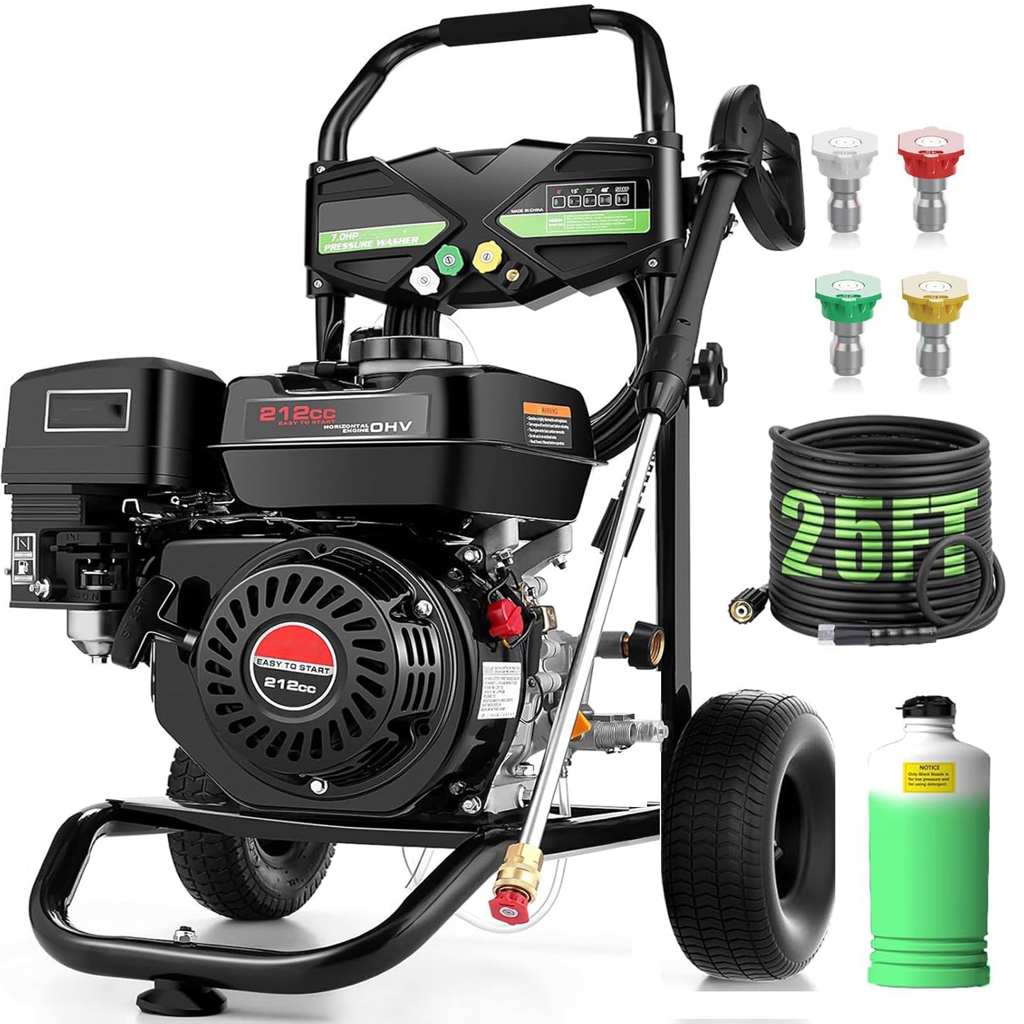 Imdot 4200PSI Pressure Washer, 4.0GPM Heavy Duty Power Washer with 5 Quick Connect Nozzles, 25ft Flexible Hose and 0.5Gal Soap Tank, 212cc 7.0 HP Engine, EPA/CARB/ETL Compliant, Black