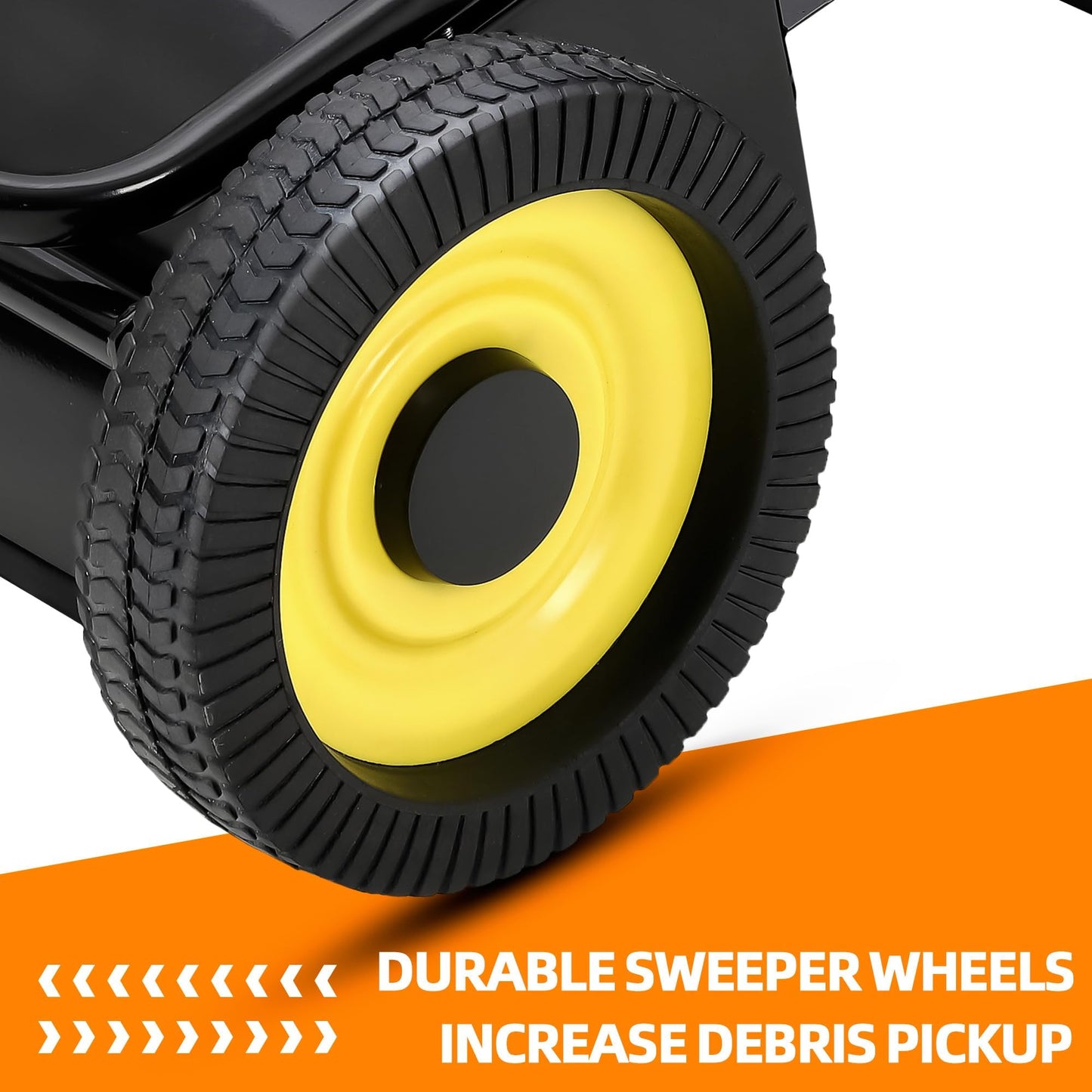 52" Heavy Duty Tow Behind Lawn Sweeper - 26 Cu.ft Hopper, Adjustable Sweeping Height, Pull Behind Yard Sweeper for Leaves, Grass & Debris, Compatible with Riding Mowers, Tractors, ATVs, Black