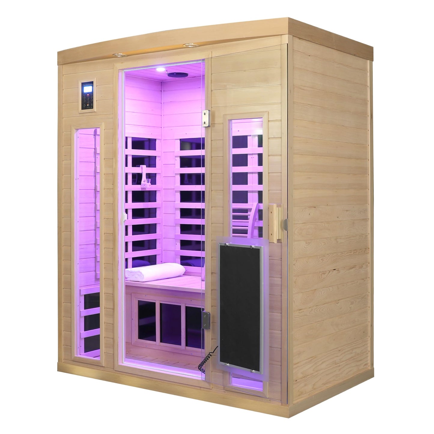 SAUNA DOCTOR 3-Person Far Infrared Indoor Sauna, Low EMF with 9 Heating Panels, Canadian Hemlock Wood, Glass Door with Integrated Heater, 120V