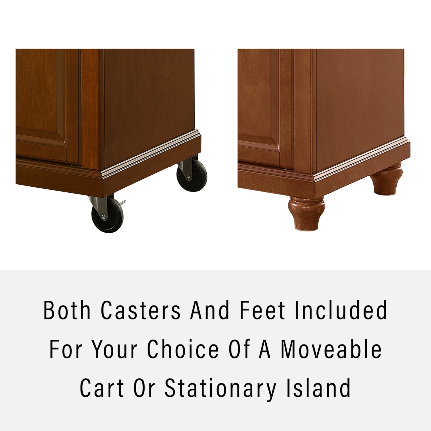 Crosley Furniture Cambridge Granite Top Rolling Kitchen Island Storage Cart, Microwave Stand, Spice Rack, Cherry