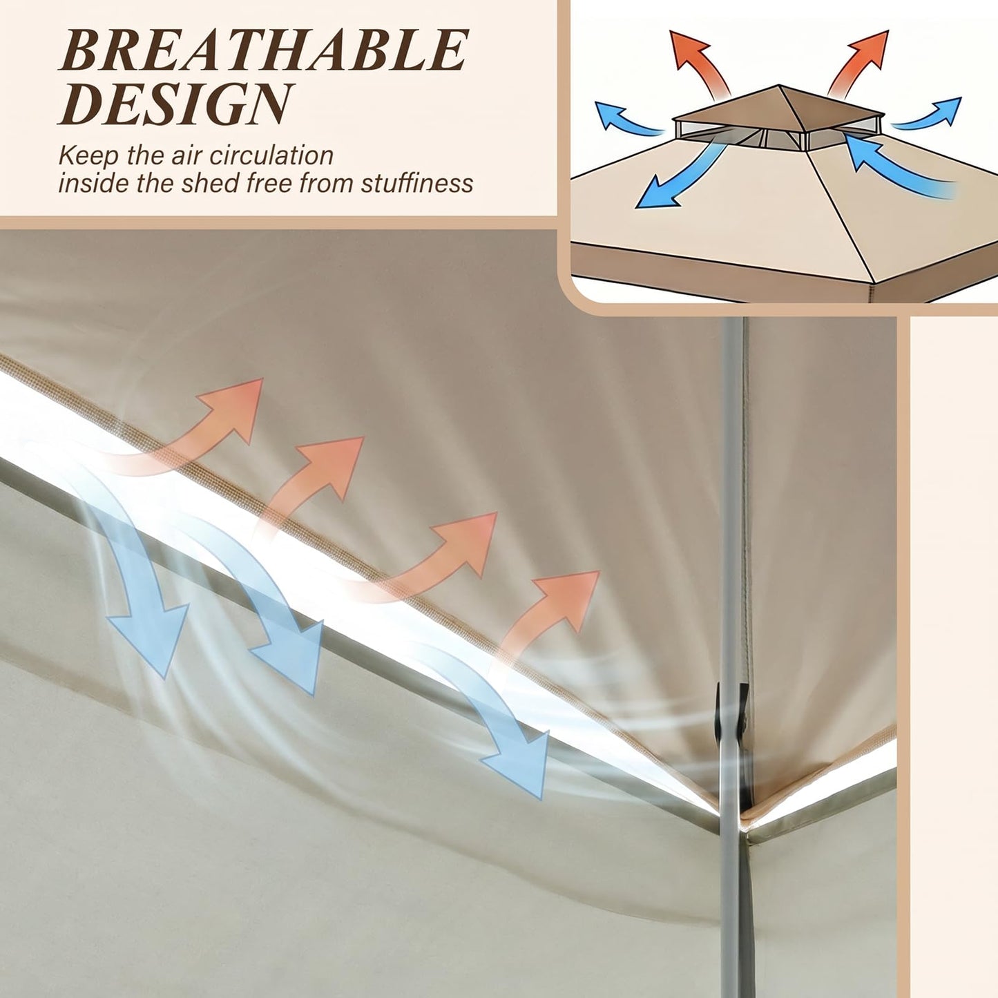 11x11 Pop Up Gazebo, Instant Waterproof Outdoor Canopy Tent with Removable Mesh Netting, UV Protection Portable Sun Shelter with Wheeled Cover Bag for Patio Backyard, Khaki