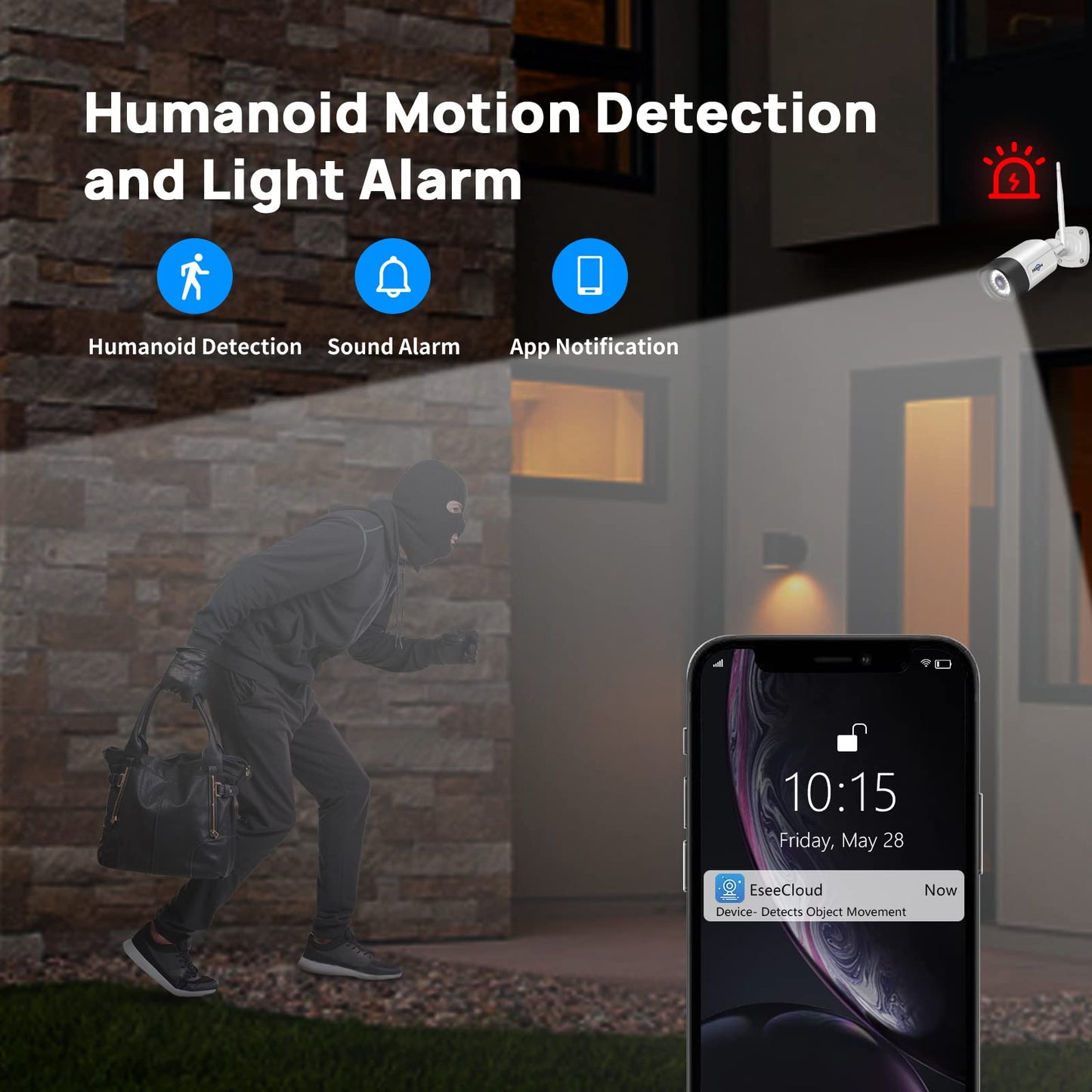 Hiseeu 2.5K 5MP WiFi Security Camera System Outdoor, Expandable 16CH 8MP NVR, 500GB HDD, Spotlight, 2 Way Audio, IP66 Waterproof, Motion Alert, DC Power Plug-in, 24/7 Recording