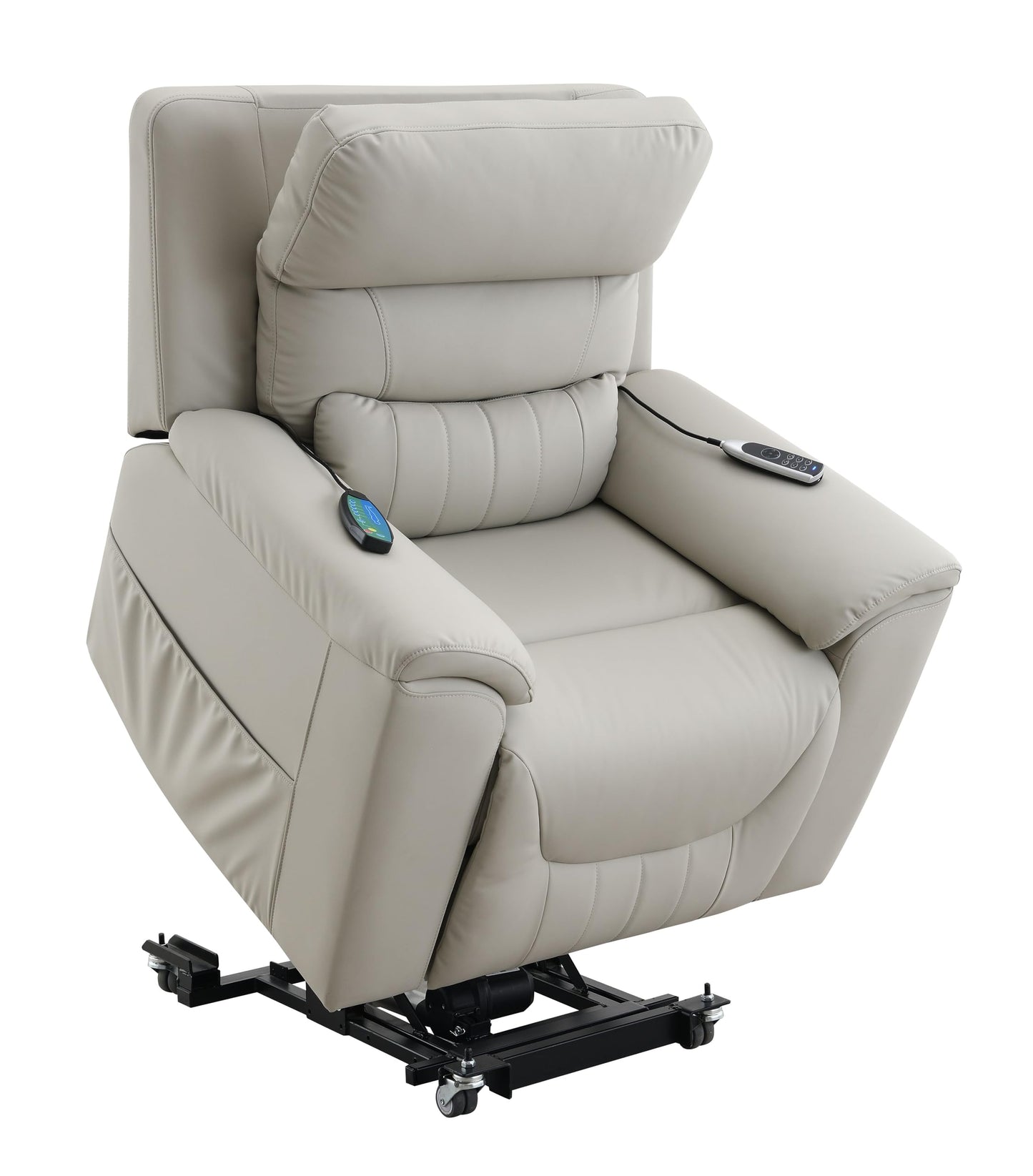Acme Marsha Faux Leather Power Recliner with Lift & Massage in Light Gray