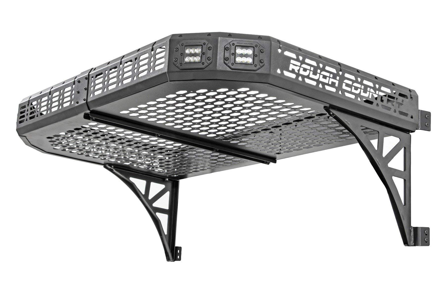 Rough Country Rear Cargo Rack for Polaris Ranger 1000 & XP 1000 - Heavy-Duty Steel with Tie-Down Mesh Panels, Easy Bolt-On Install
