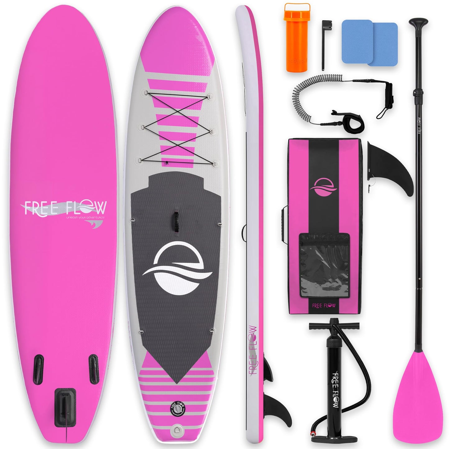 SereneLife Inflatable Stand Up Paddle Board - Wide Stable Design, Non-Slip Deck for Adults & Youth with Premium Paddle Board Accessories: Carry Bag, Dual Action Pump, Paddle, Ankle Leash - 10'6"