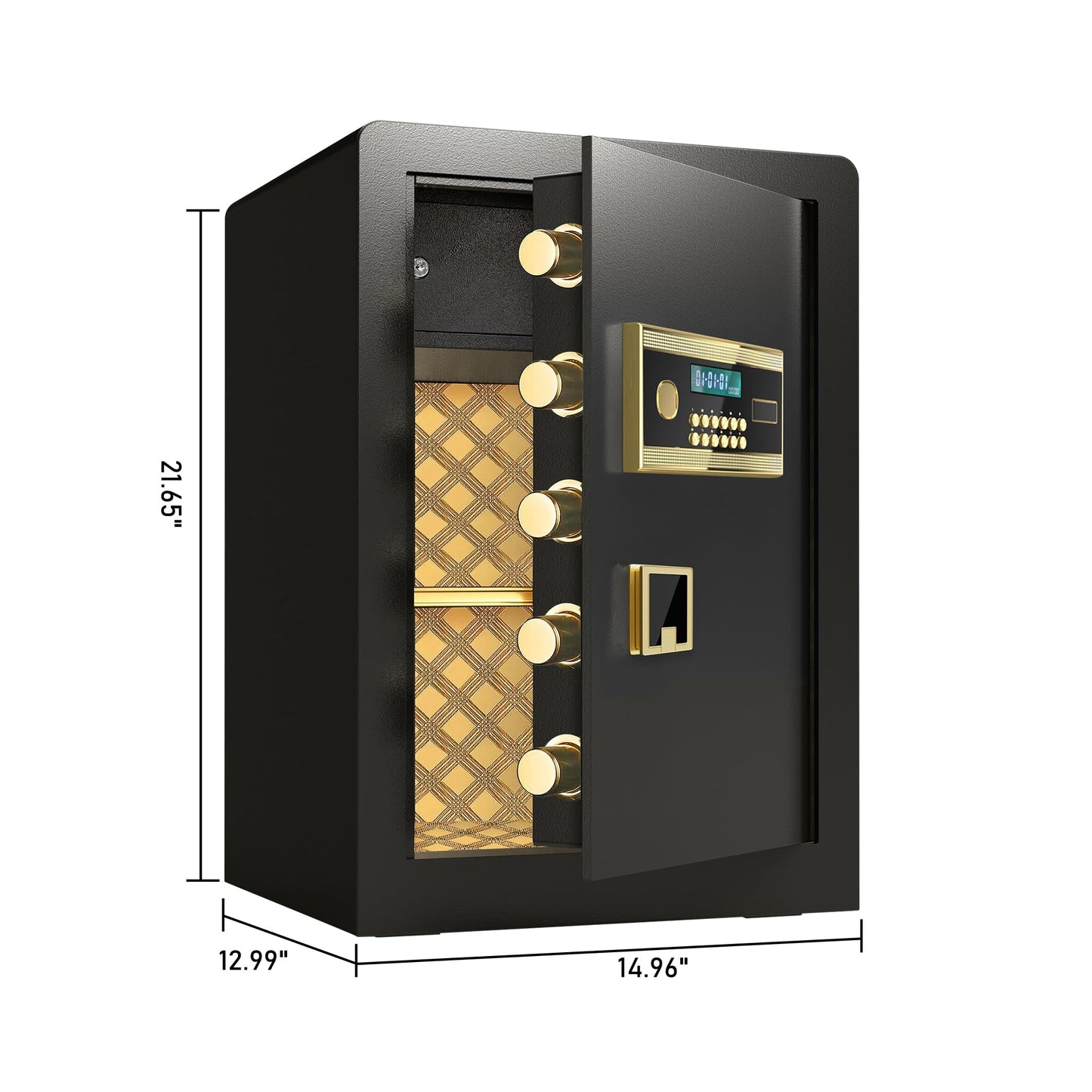 Gareinwuds Large Electronic Digital Security Safe Box, 2 Cubic Ft Fireproof Waterproof Safe with Private Inner Cabinet, Hidden Code, Adjustable Shelf, Dual Alarm, Wall Mount for Home, Office, Hotel