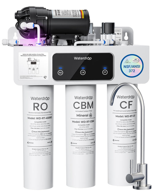 Waterdrop T3-M Remineralization Reverse Osmosis Water Filter, NSF/ANSI 372 Certified, 9-Stage Undersink RO System, 450 GPD Tankless RO Water Filtration System, 2:1 Pure to Drain, Plug-in Required