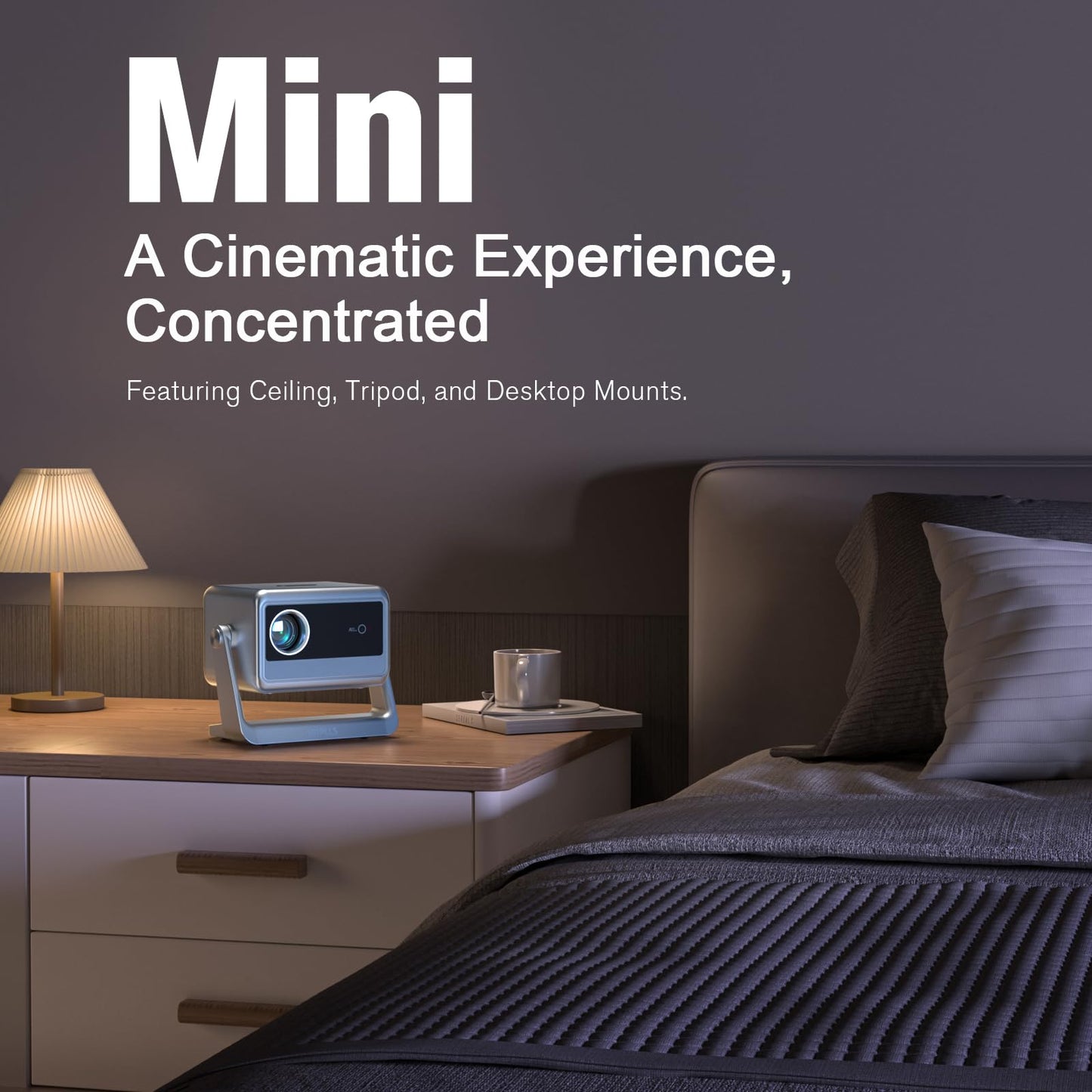 [4000 ANSI & Now with Netflix] 4K Projector with WiFi and Bluetooth for Display Booths, Auto Focus Keystone Smart Projector , Voplls Mini Projector with Adjustable Stand for Home Bedroom (Silver Grey）