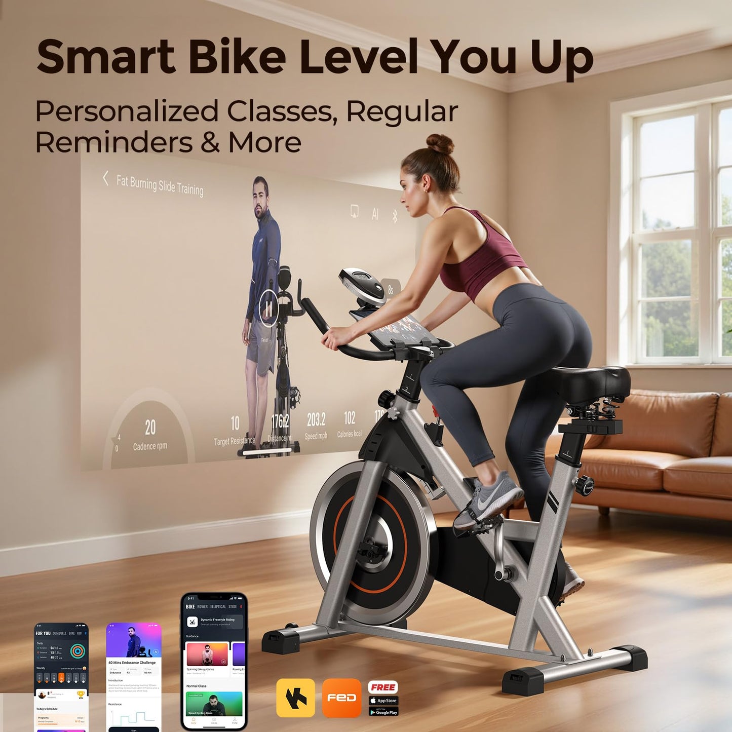 YOSUDA Exercise Bike, Brake Pad Stationary Bike for Home with Exclusive App, Magnetic Indoor Cycling Bike with 300 lb Weight Capacity, Low Noise, Tablet Holder and Fitness Courses for Weight Loss - Magnetic-Black