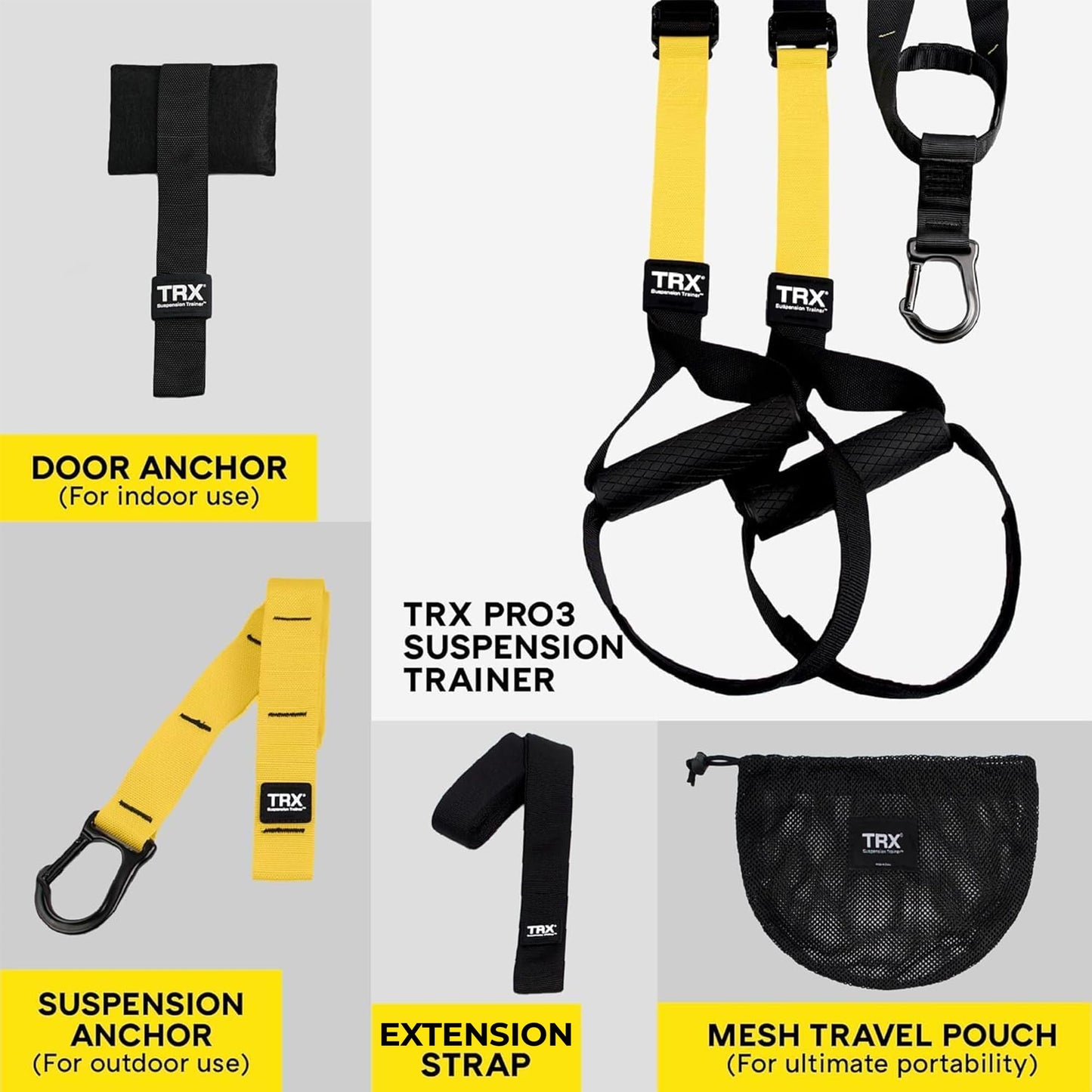 TRX Pro3 Home Gym System – Professional-Grade Suspension Trainer for Strength Training, HIIT, Cardio & Full-Body Workouts, Durable Design with Indoor & Outdoor Anchors