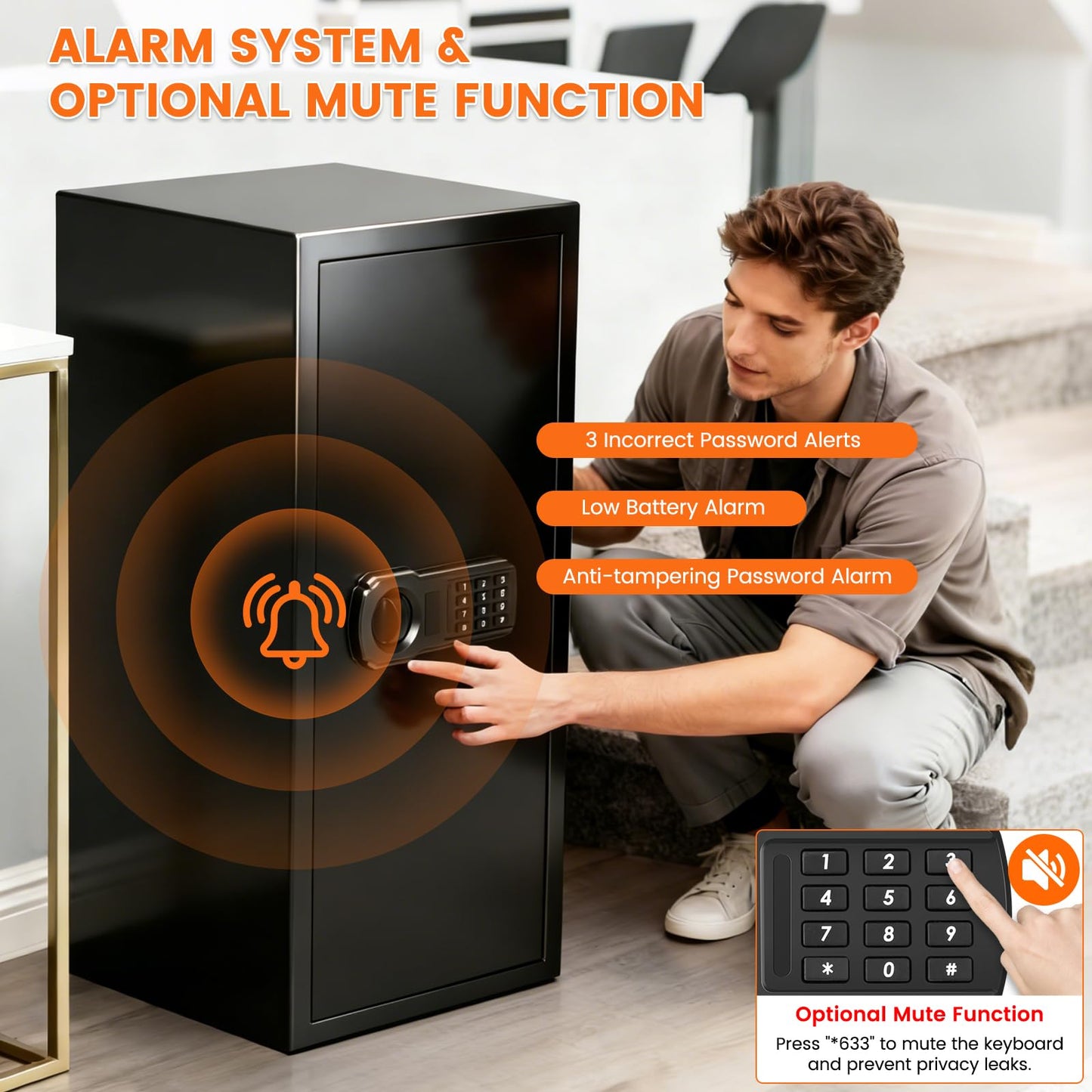 31.5"H Large Safe Box for Home & Office, 8.0 Cu Ft Heavy Duty Carbon Steel Home Safe with Electronic Combination Lock, Fire Resistant Waterproof Document Bag, Wall & Floor Mount for Valuables