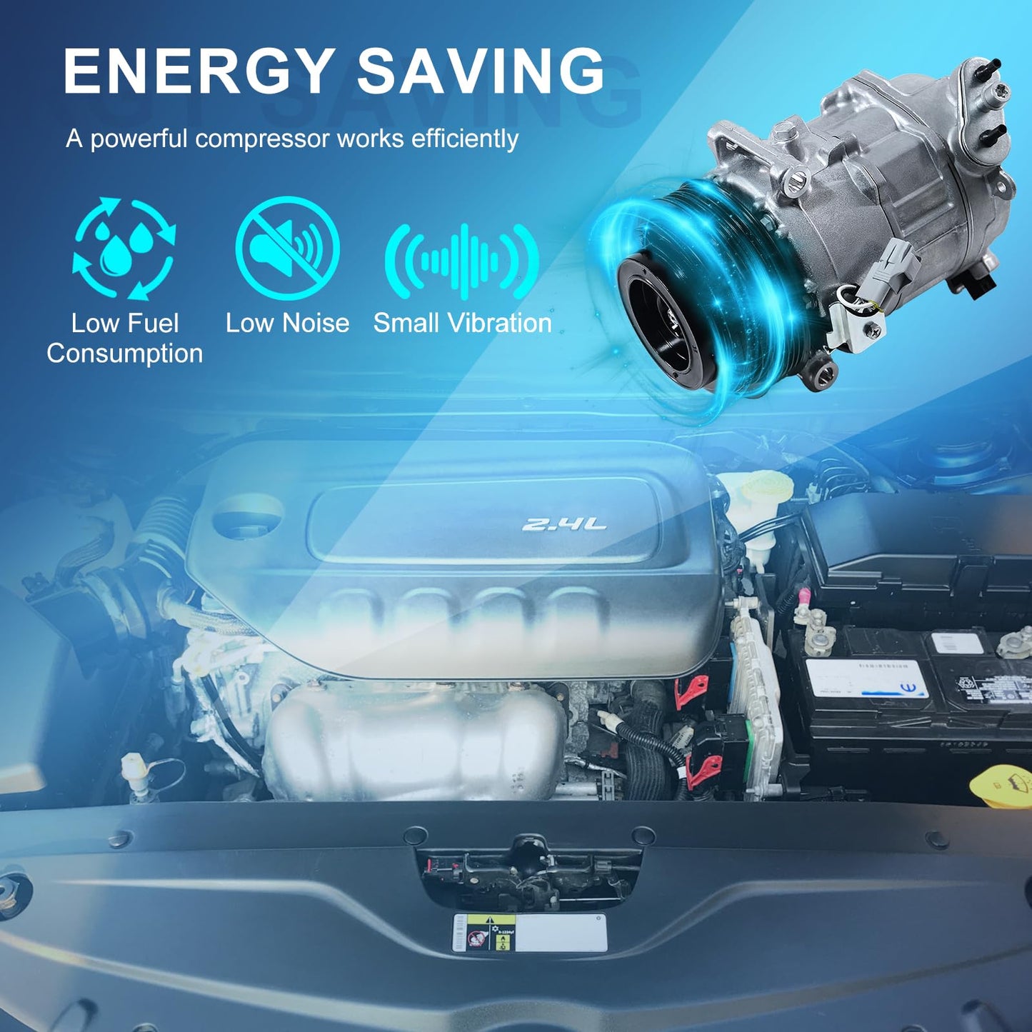 Jaxivo 198314 Air Conditioning A/C Compressor Compatible with 15-17 Chrysler 200 C/LX/Limited/S 2.4L L4,14-23 Cherokee 2.4L,Air Conditioner Compressor Replace CO29136C,68103197AA