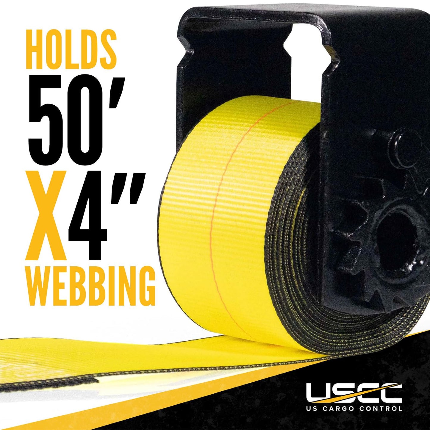 US Cargo Control Storable Sliding Winch for Flatbed Trailer (5-Pack), 4 Inch Holds 50 Feet of Webbing, Tie-Down Fits Sliding C Track, 5,500 LBS Working Load Limit