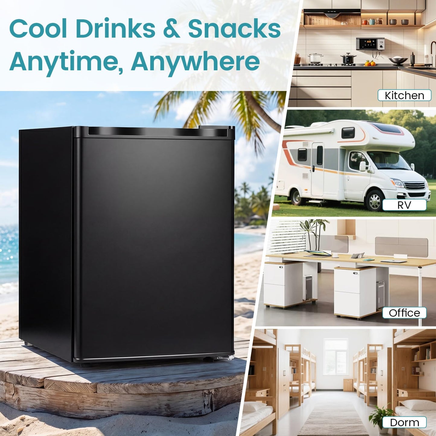 DORTALA Mini Freezer, 2.1 Cu.Ft Small Compact Upright Freezer with Reversible Door, Adjustable Thermostat, Removable Shelves, Quiet Freezer for Dorm Office Apartment (Black)