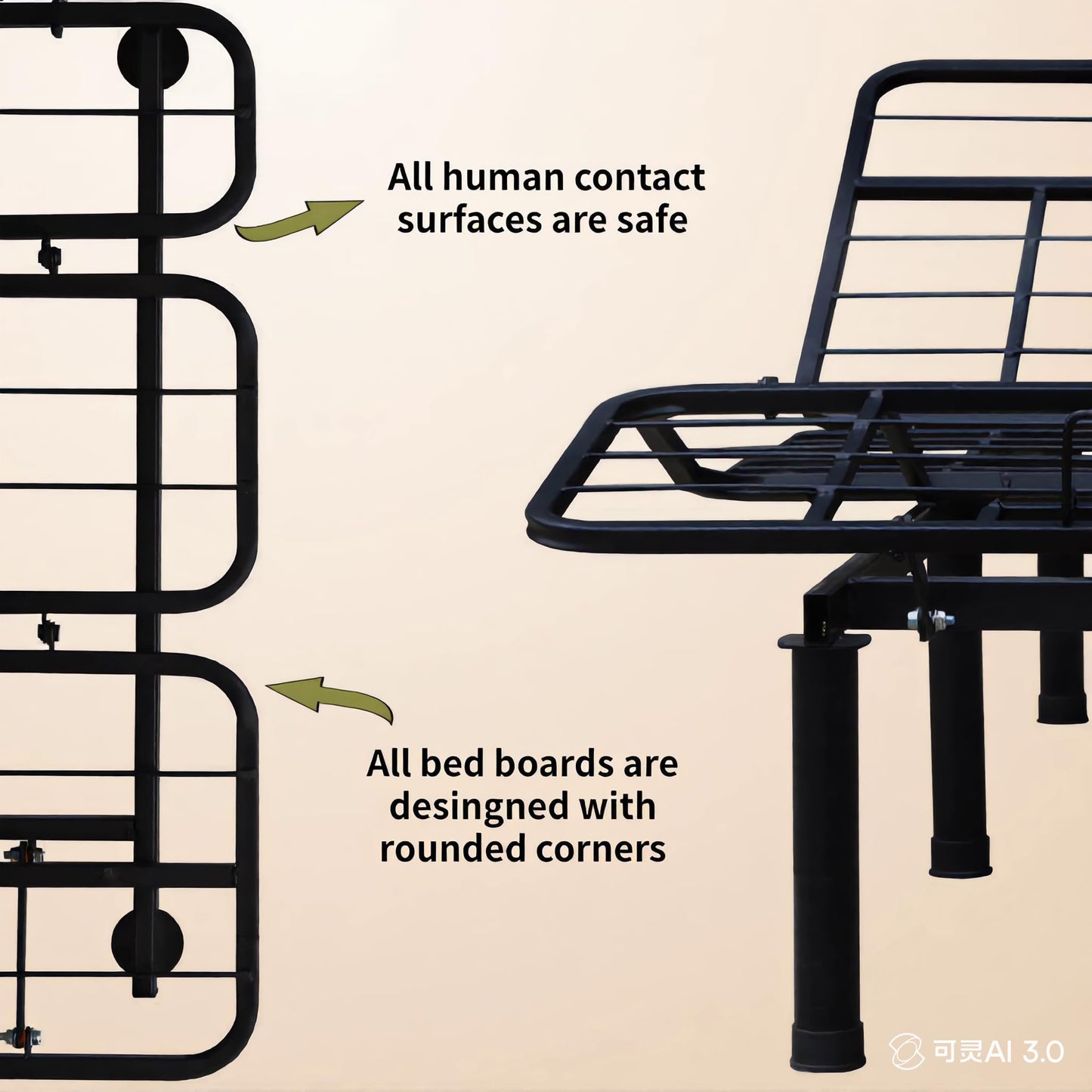 Micoud Adjustable Bed Frame, Black