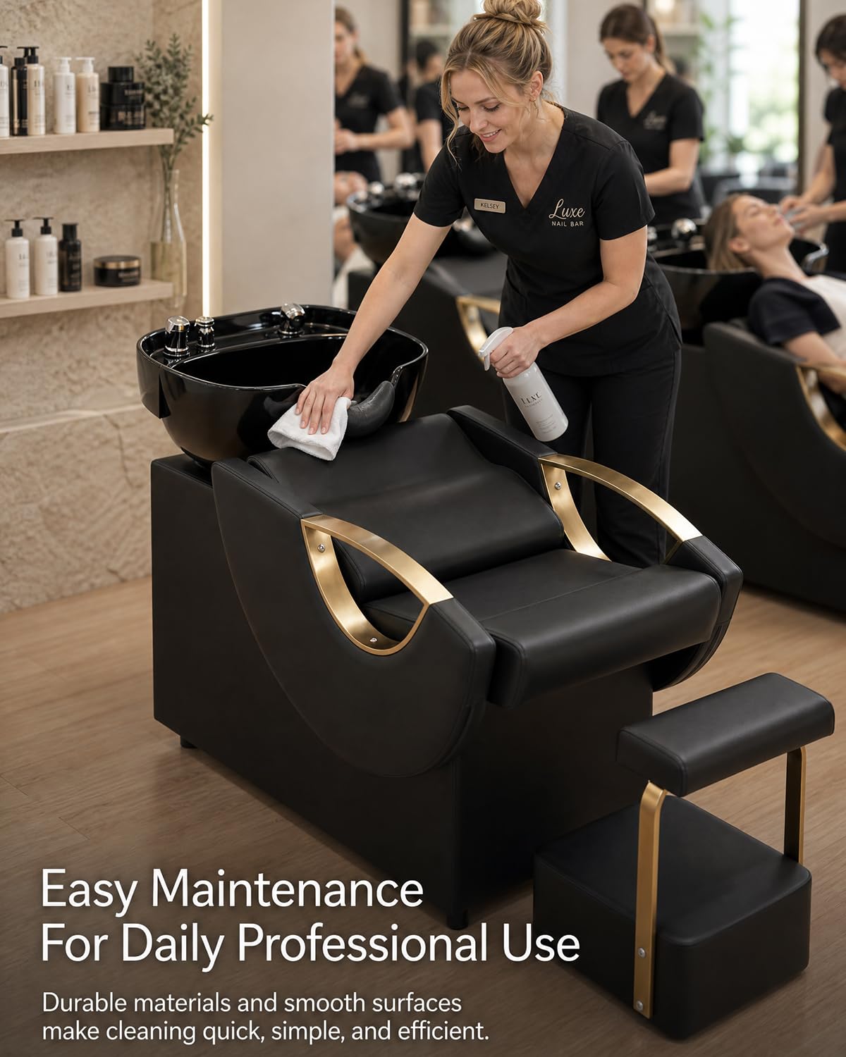 Oufohomtlay Salon Shampoo Chair with Footrest, Hair Washing Chair