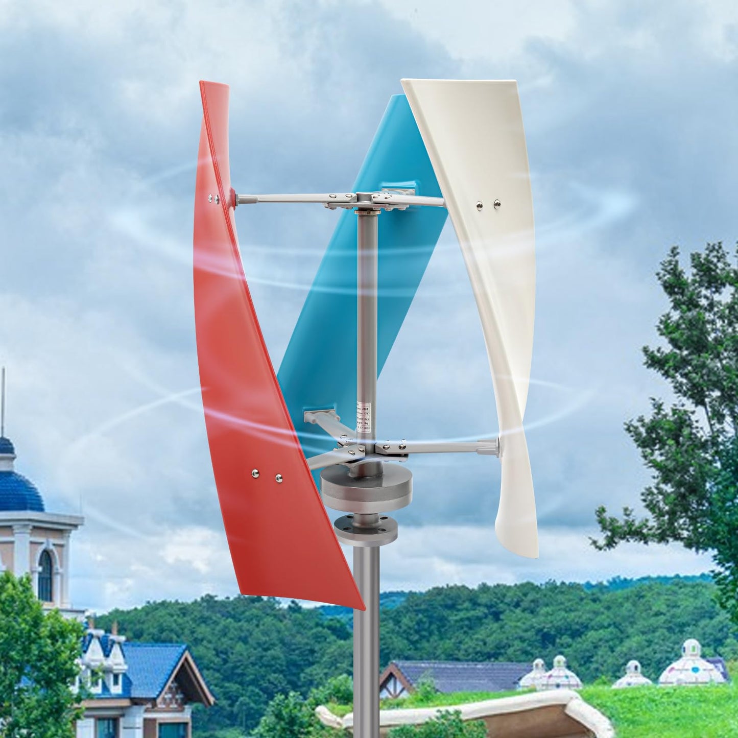 400W 12V Wind Turbine Generator Kit,Maglev generator Vertical Helix Charger Vertical Axis Wind Power Turbine with 3 Blades for Marine RV Road Industrial Energy Hybrid Solar Wind System
