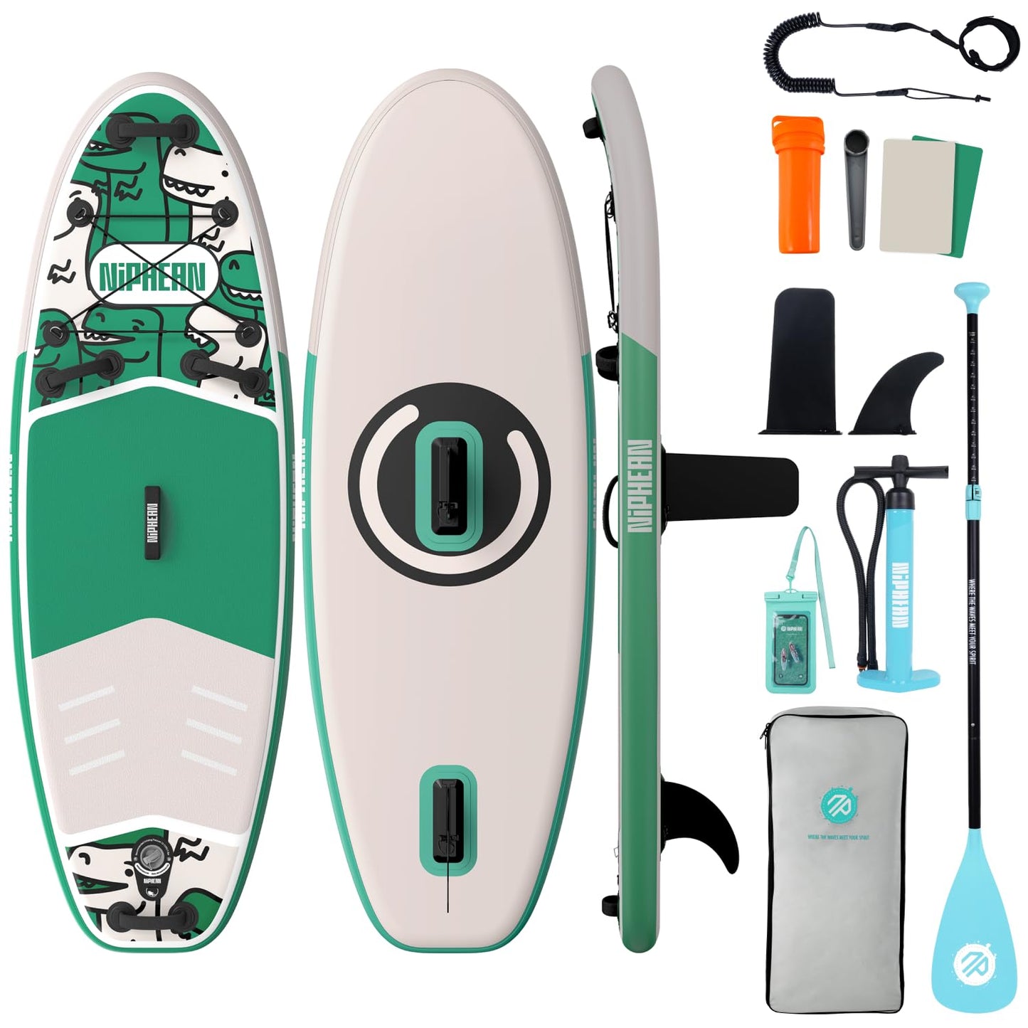 Niphean Inflatable Stand Up Paddle Board with Stabiltrac Fin Design and SUP Accessories, Anti-Slip EVA Deck, 10’6’’ Inflatable Paddle Boards for Adults & Youth of All Skill Levels