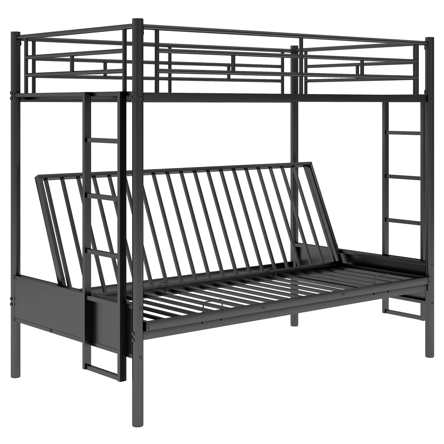 Bellemave Twin Over Futon bunk Bed, loft Bed with futon, Twin Over Full Futon bunk beds, No Box Spring Needed, Black