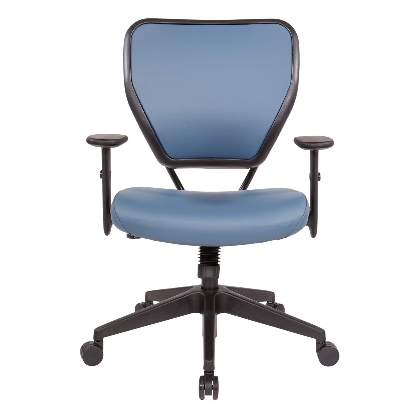 Space Seating 55 Series Air Grid Back Adjustable Manager's Task Chair with Built-in Lumbar Support and Angled Arms, Antimicrobial Dillon Blue Faux Leather